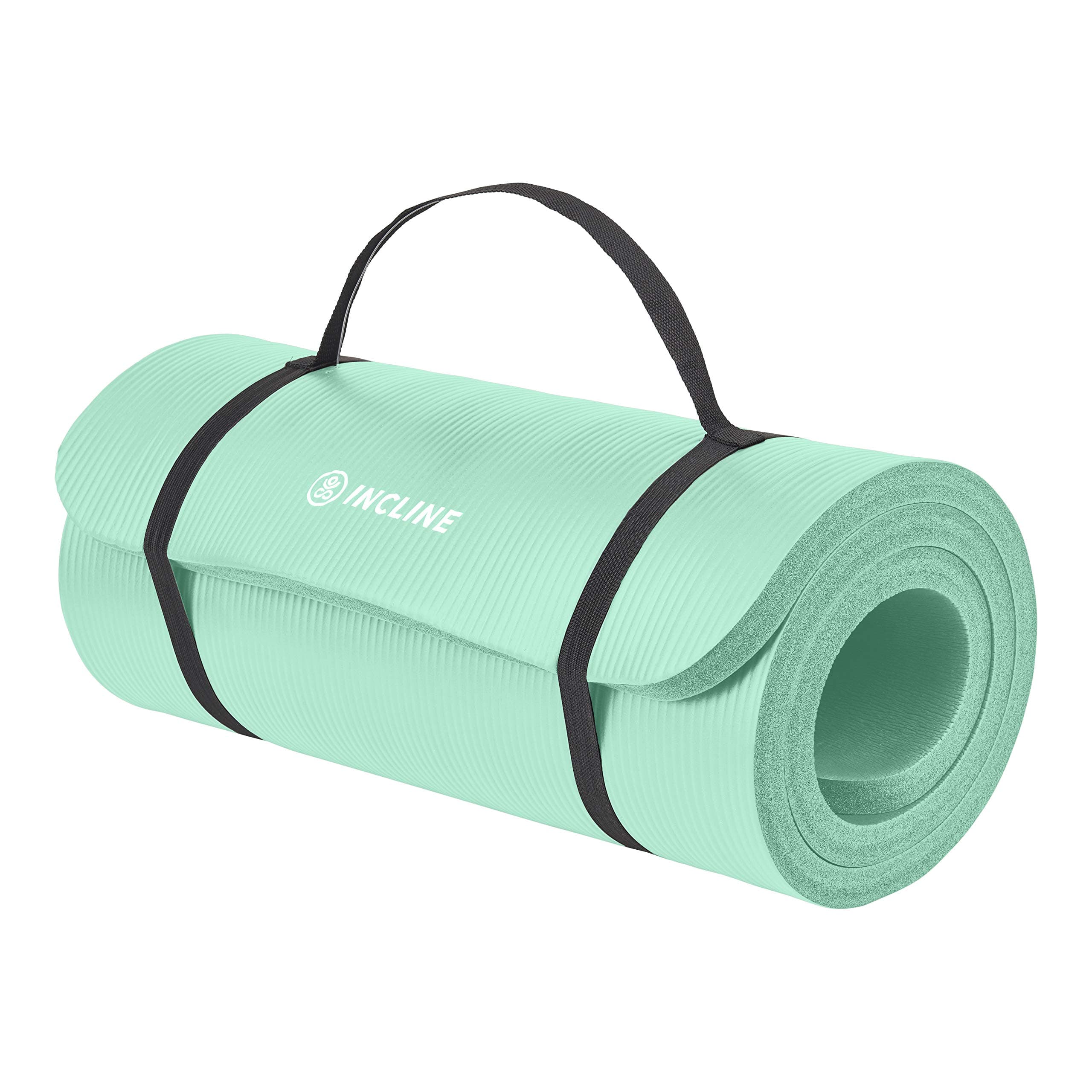 Incline Fit Exercise Mat Ananda 1" Extra Thick Exercise Mat with Strap - Non Slip Workout Mat for Yoga, Pilates, Stretching, Meditation, Floor & Fitness Exercises