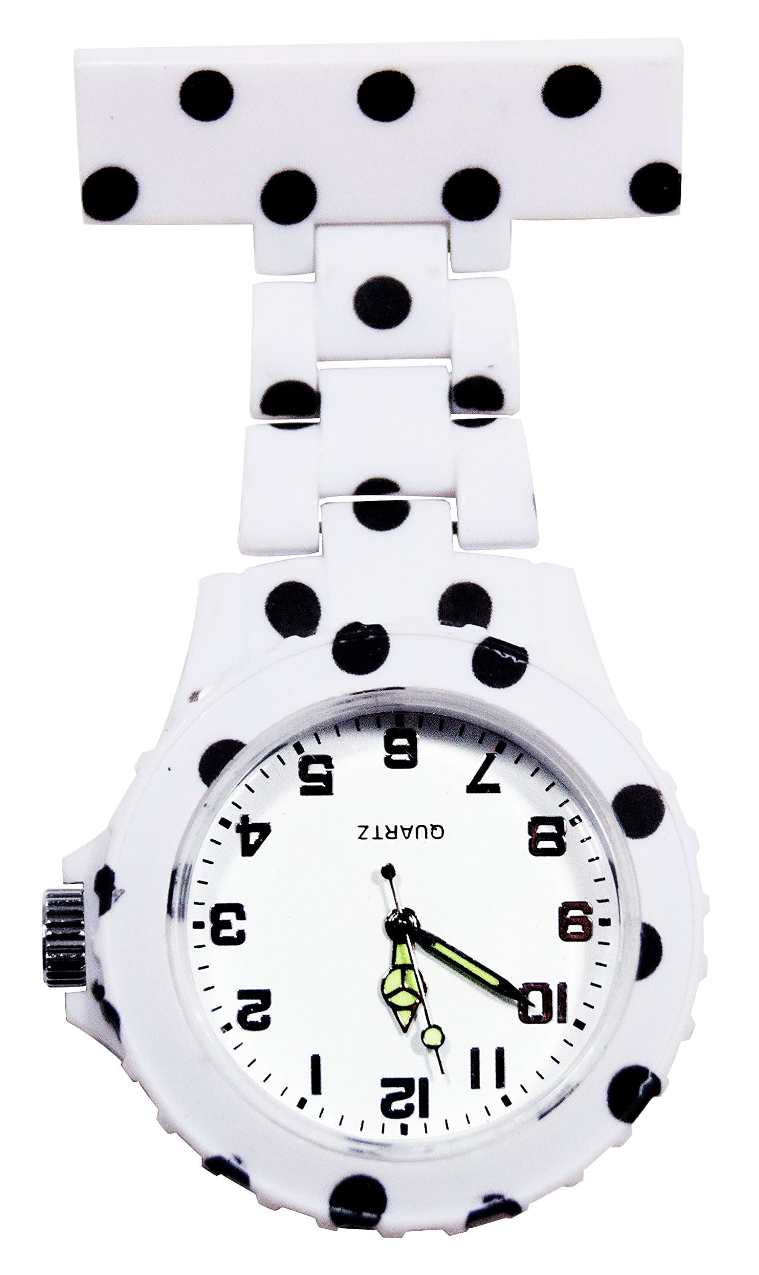 Ellemka JCM-2102 - Nurse Watch FOB Medical Tunic Analog Functional Hospital Care-r Quartz Clip Brooch Pin Trendy Fashion Art Design Pattern Dalmatians
