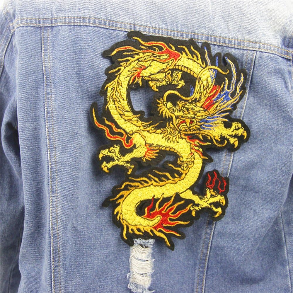 Dragon Patch,A Chinese Dragon Kung Fu Embroidered Patch, Dragon Applique for Garment. 18 x 24cm（1pc）