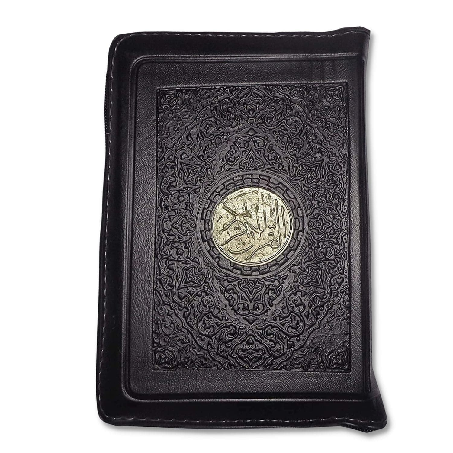 BonBalloon Complete Quran - Arabic Only, Uthmani Script, Leather Cover & Zippered Case, Black, 5.2" X 3.8", 190gm
