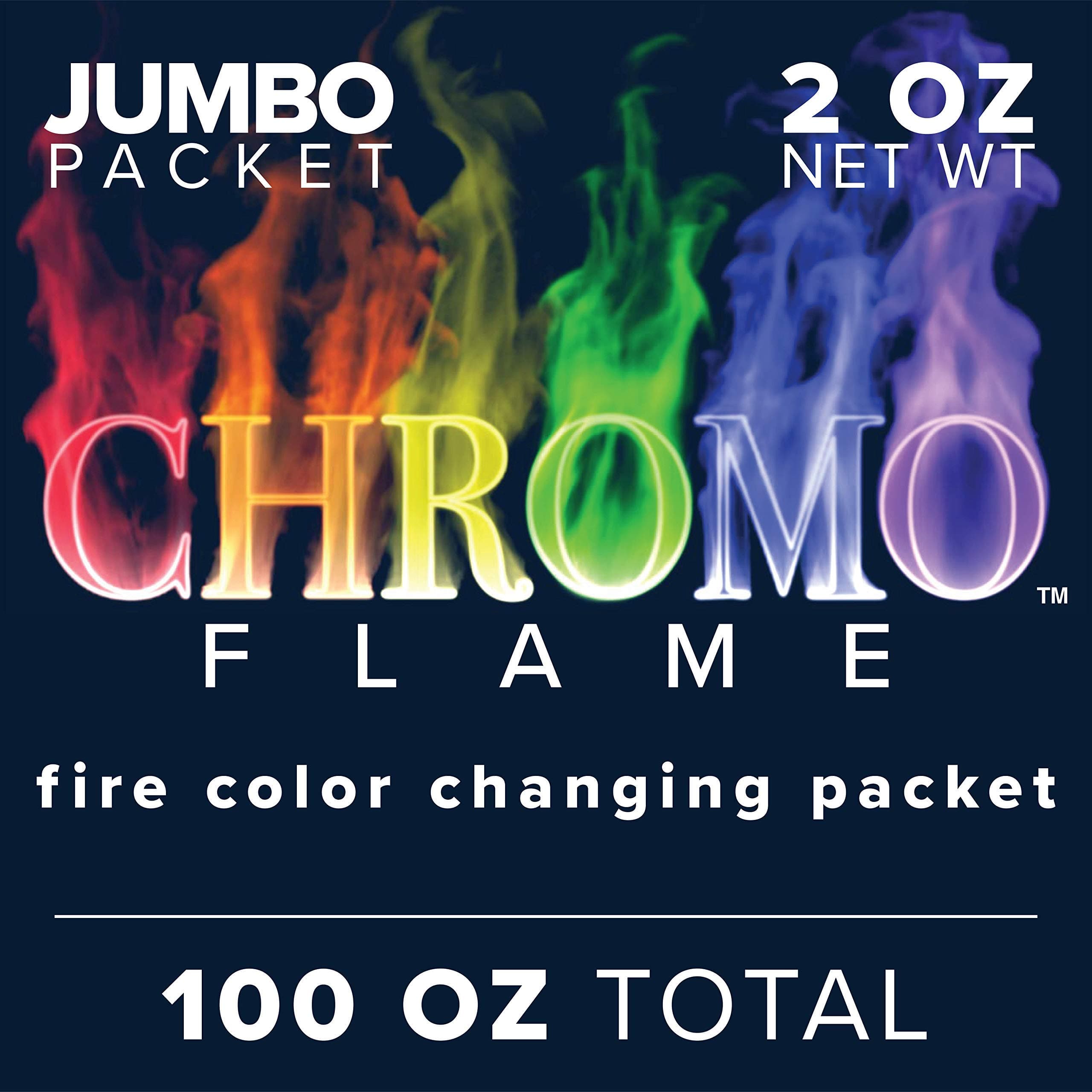 Fire Color Changing Packets for Fire Pit, Campfire, Bonfire, Outdoor Fireplace | Magic, Rainbow, Colorful, Mystic Flames | 100 oz Total, 50 Count of 2 oz Jumbo Packets