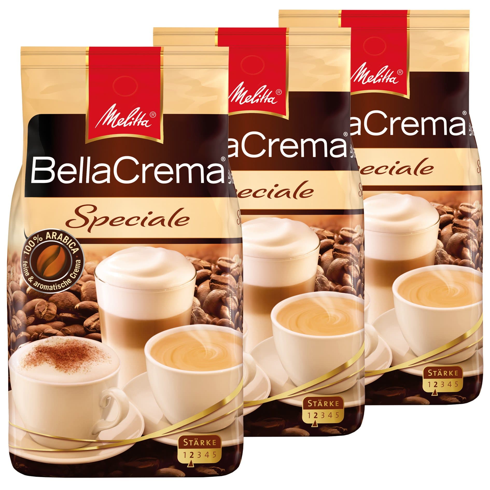 Melitta Coffee BellaCrema Speciale, Whole Beans, Pack of 3, 3 x 1000g