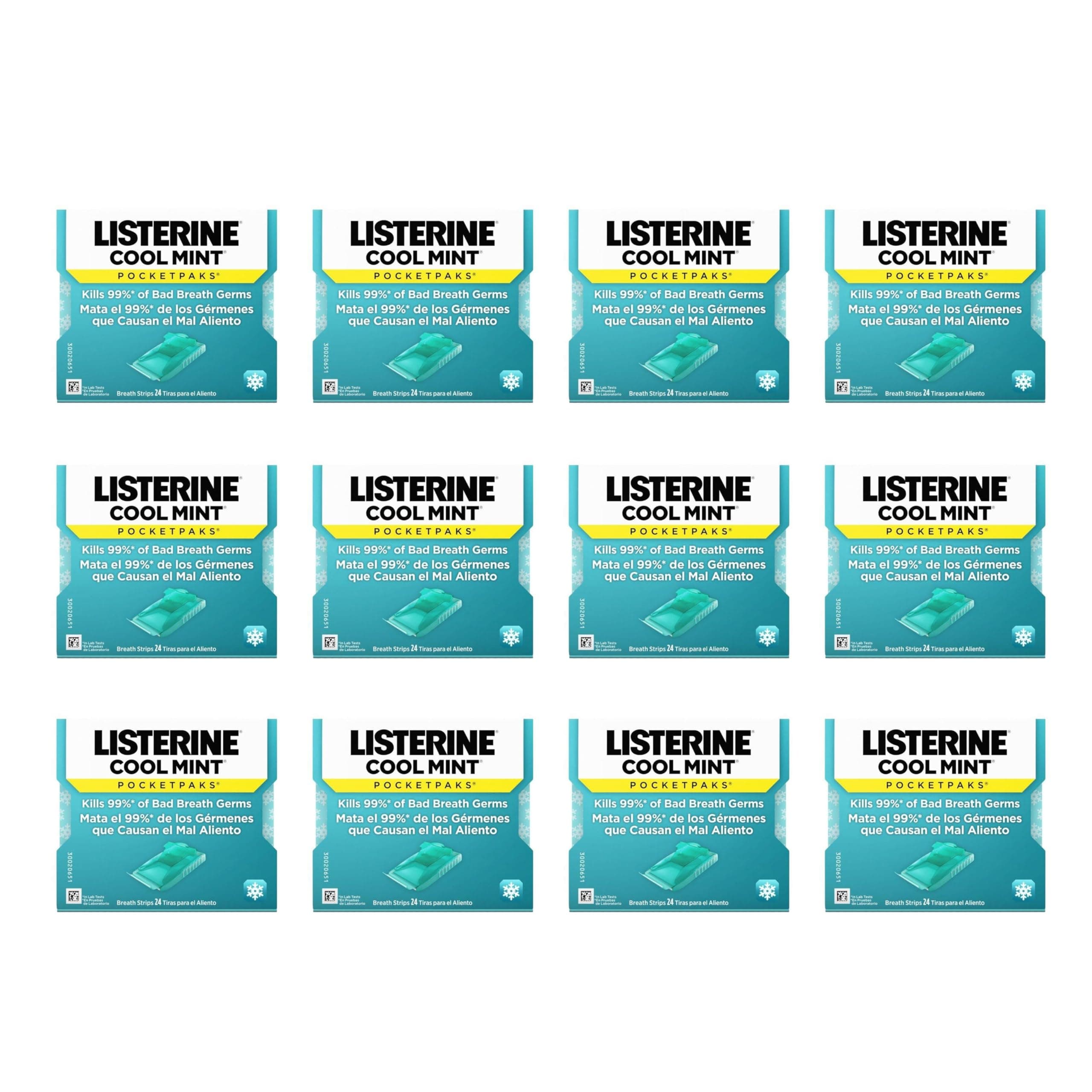 Cool Mint PocketPaks Portable Breath Strips for Bad Breath, Fresh Breath Strips Dissolve Instantly to Kill 99% of Bad Breath Germs* On-The-Go, Cool Mint, 12 Pack