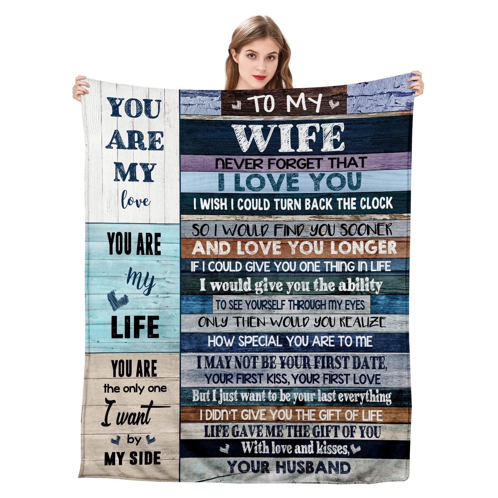 To My Wife Ultra-Soft Micro Fleece You are My Life Blanket Microfiber Valentine's Day Blanket Luxury Blanket for Bedding Sofa and Travel (80inchx60inch)