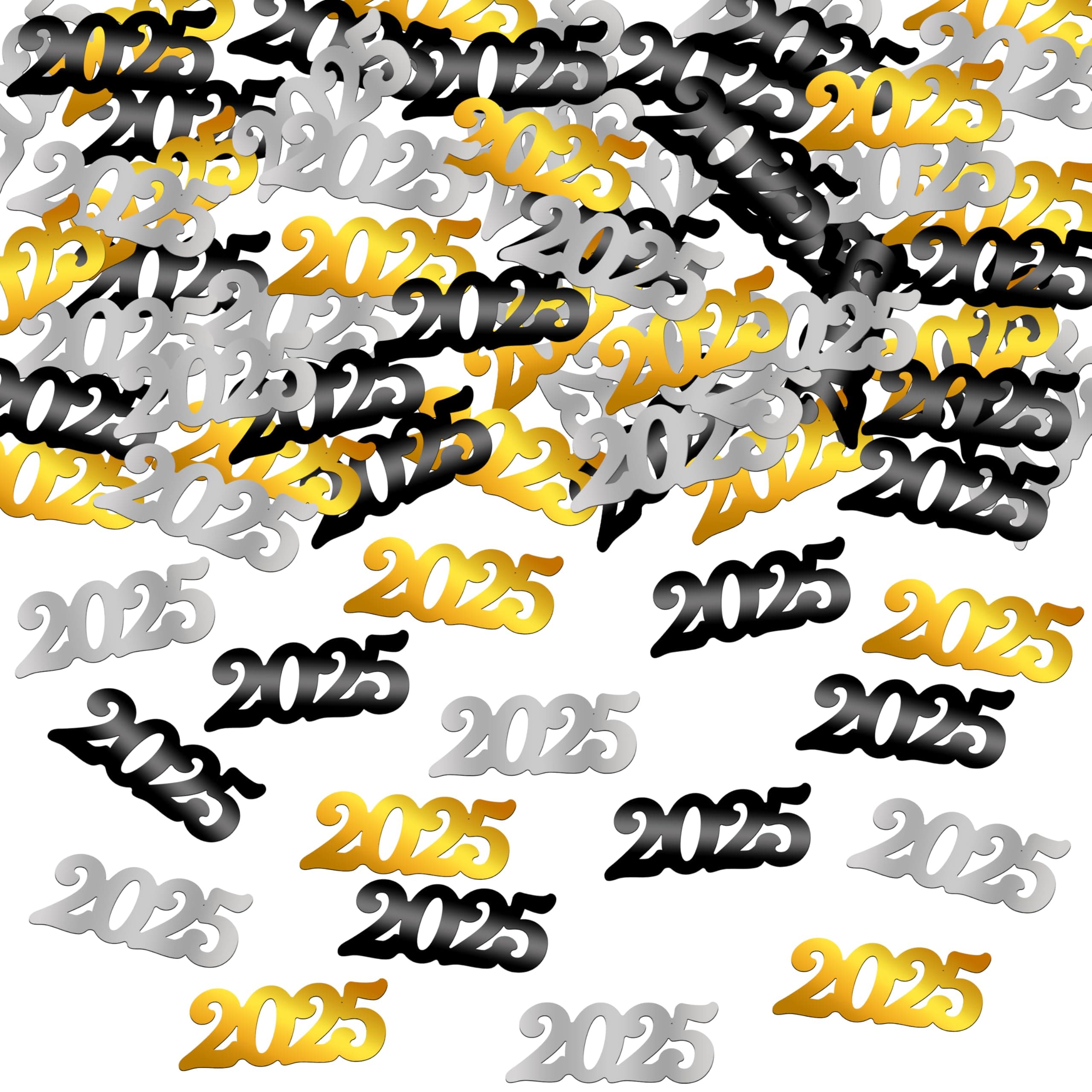 KatchOnGold and Silver 2025 Confetti - Pack of 500 | New Years Confetti 2025, New Years Table Decorations | 2025 Table Confetti for New Years Eve Party Supplies 2025 | New Years Eve Confetti 2025