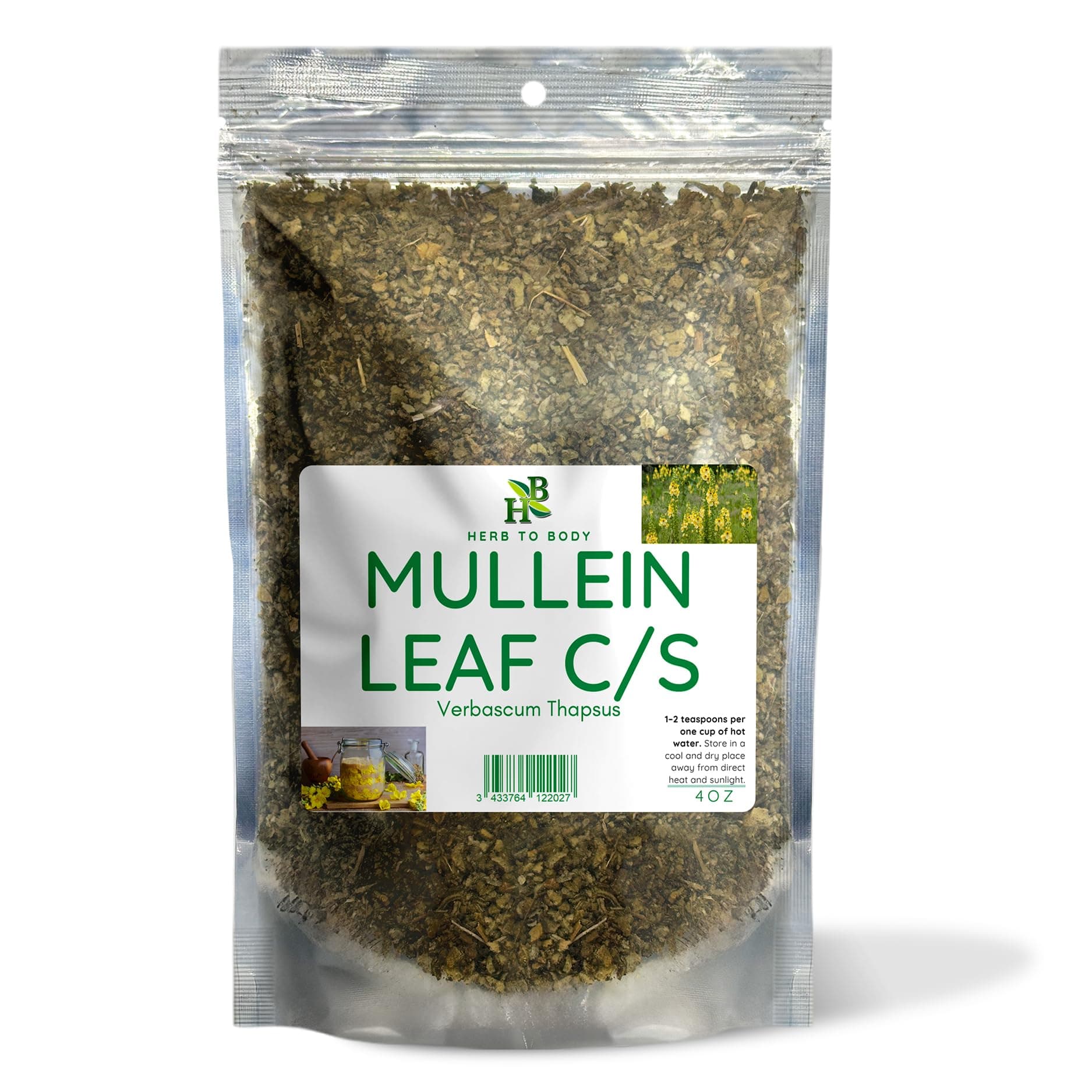 Mullein Leaf Cut & Sifted - Conventional Wildcrafted - Fresh Herbs - Premium Quality 4oz