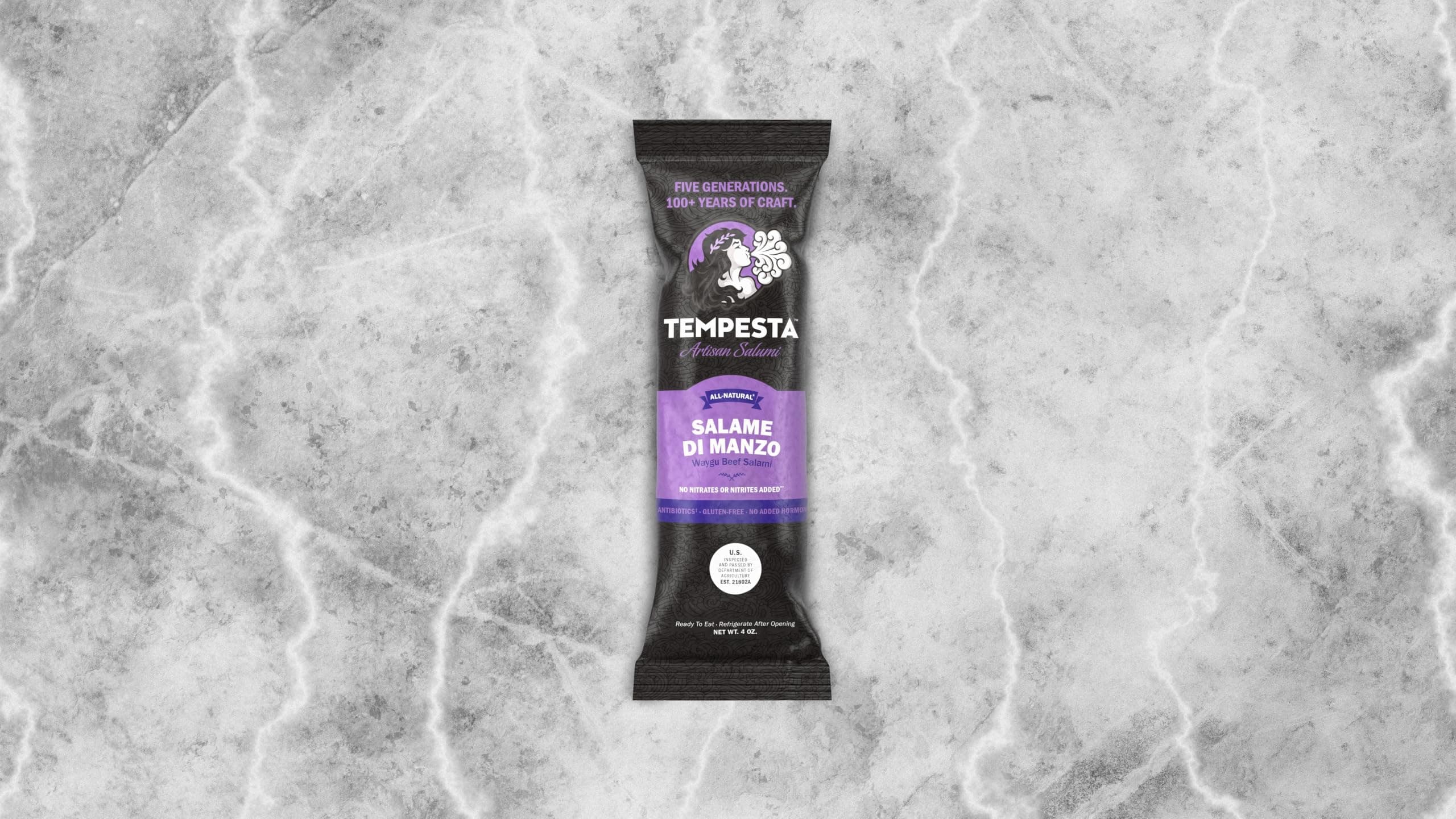 Tempesta SALAME DI MANZO (Premium Wagyu Beef Salami, Artisan Salami, Charcuterie Meat) 4 OZ (Pack of 3)