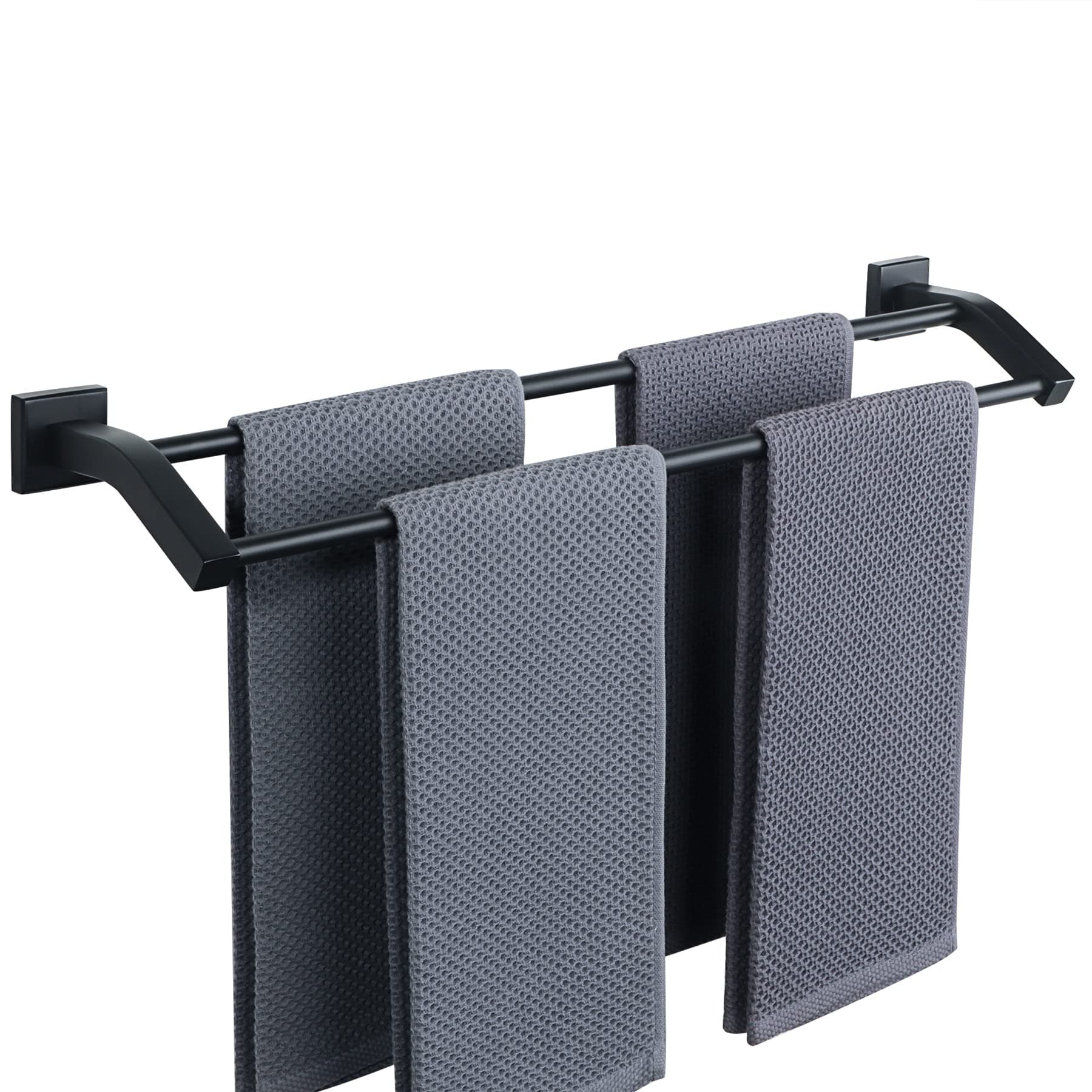 Sayayo Double Towel Rail Bathroom Double Towel Bar Wall Mount 24 Inch,SUS304 Stainless Steel Matte Black, EGK9009-B