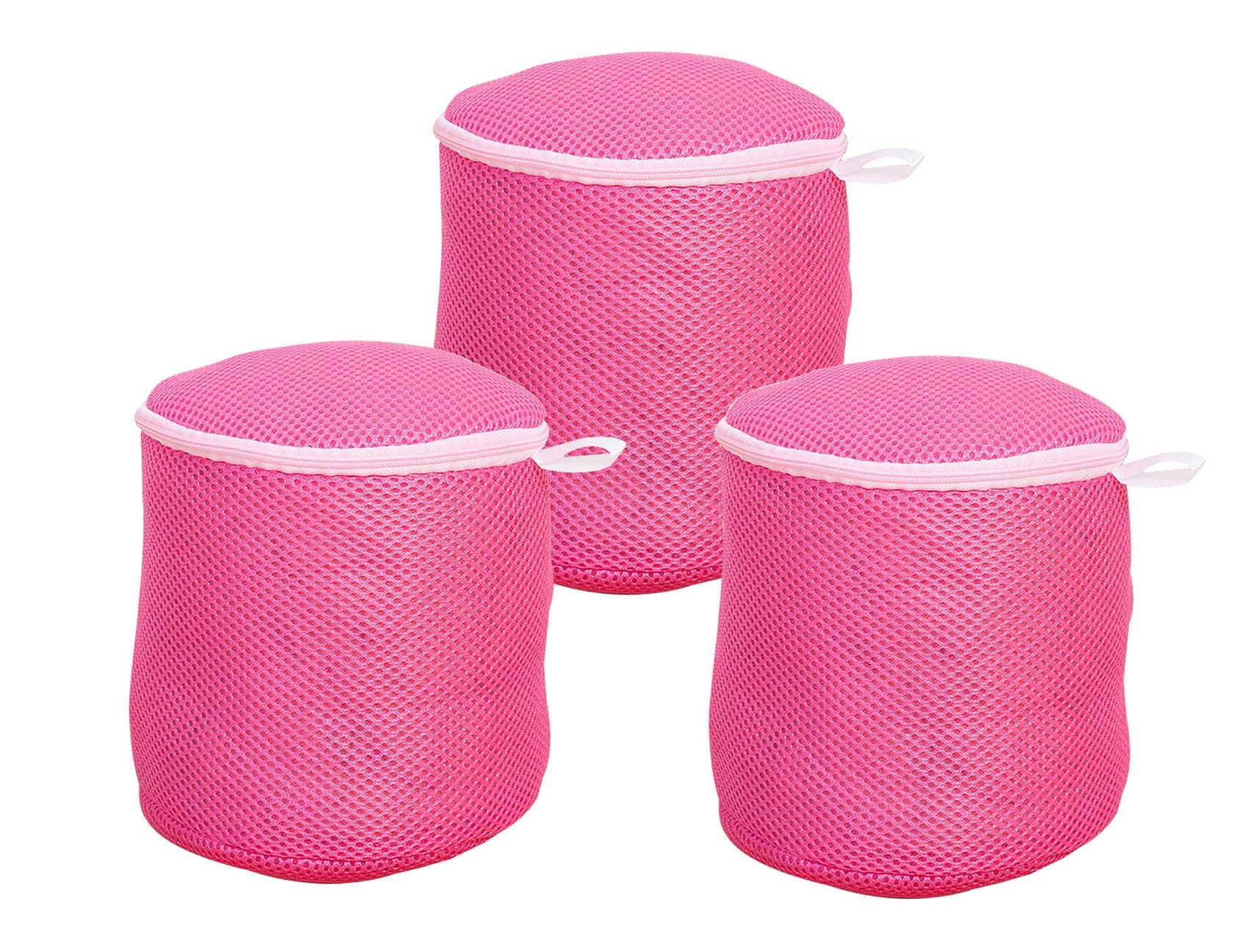 Simpleulife Set of 3 Extra Large Bra Wash Mesh Laundry Delicates Net Bag (A To D Cup) Travel Machine Washer Pattern For Lingerie, Baby Socks, Hosiery, Underwear With Zipper(Red)