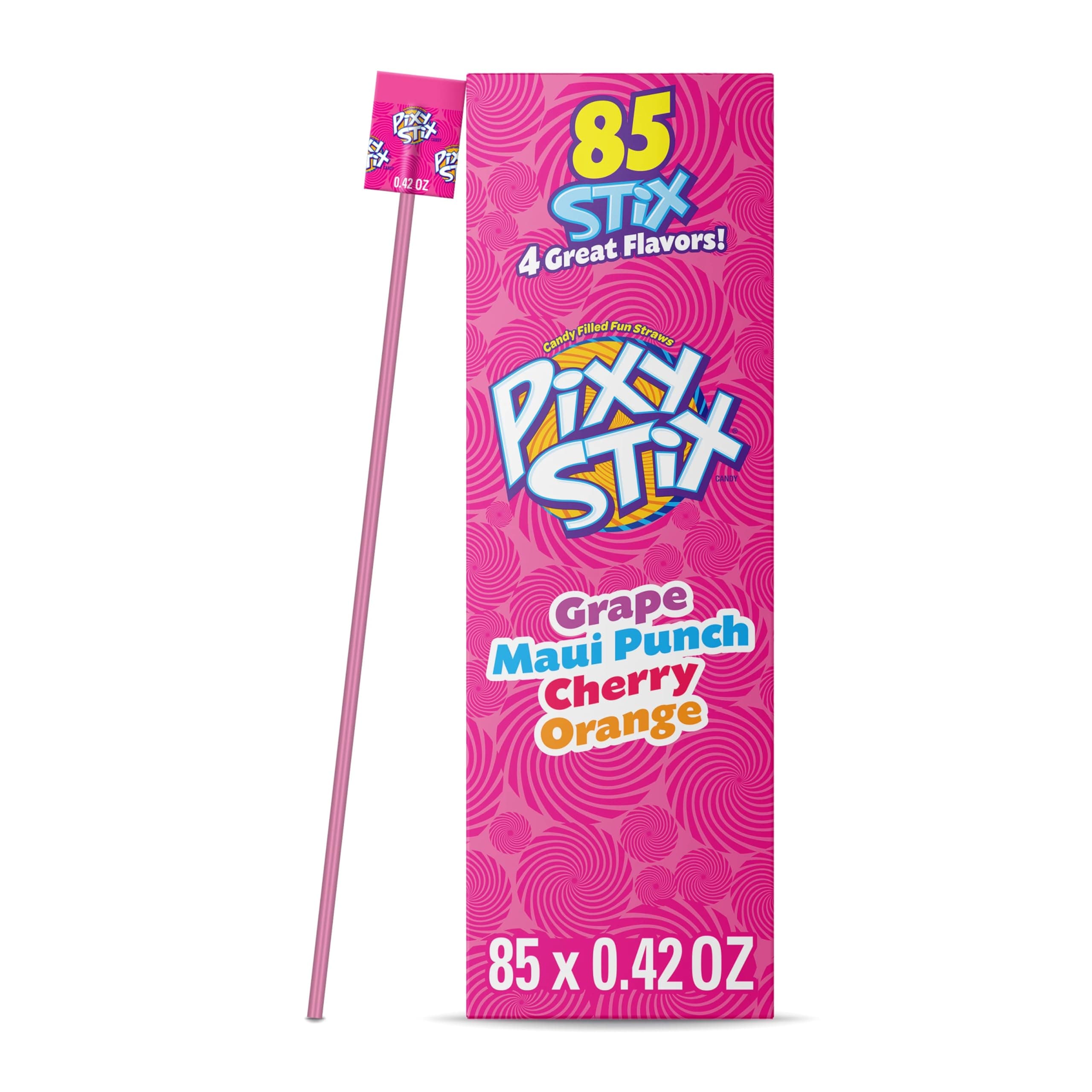 Pixy Stix Powder candy Candy-filled fun straws, Sweet and tart candy, 0.42 oz, pack of 85