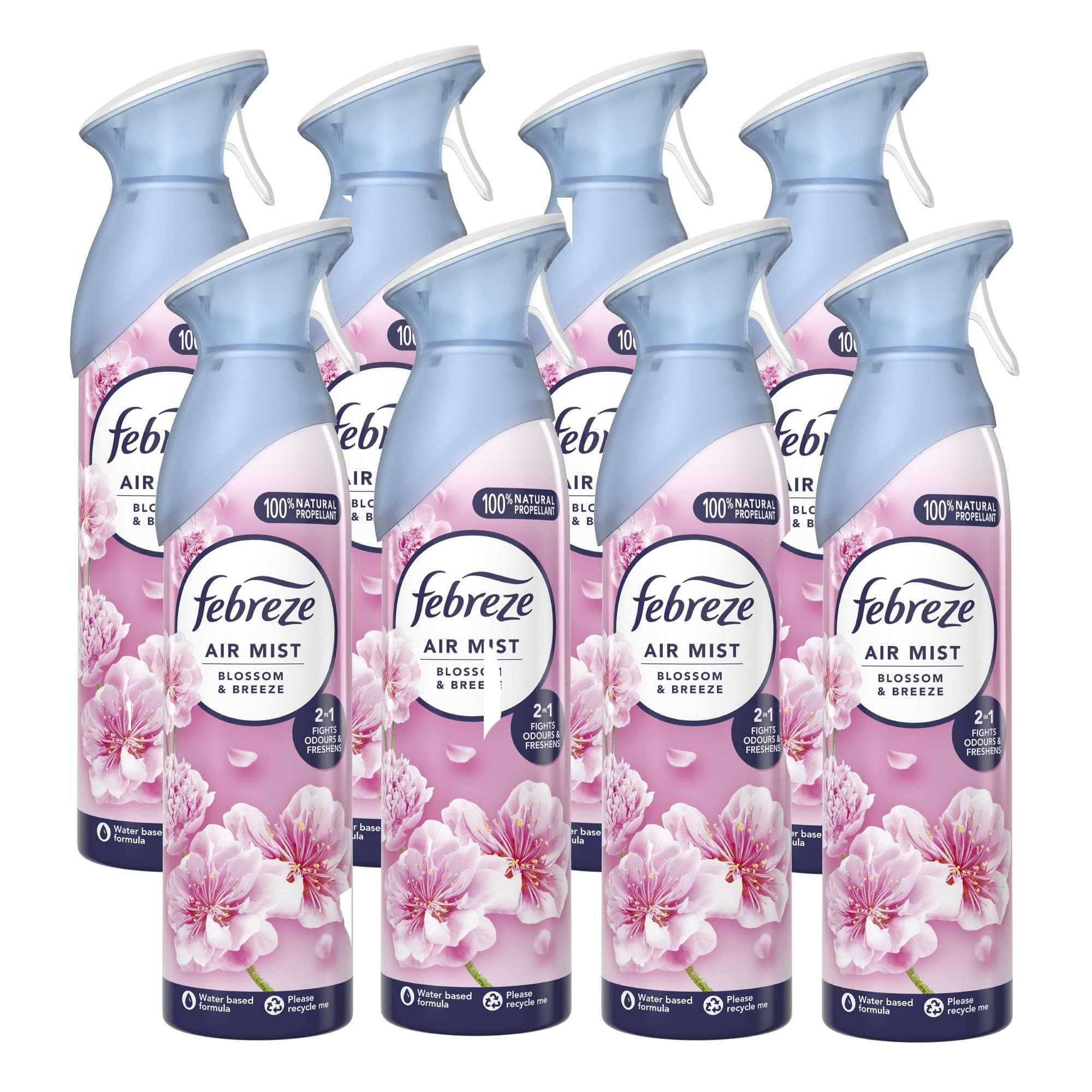 Air Freshener Room Spray & Bathroom Air Freshener, 185ML X 8 (1480ML), Blossom and Breeze (Pack of 8)