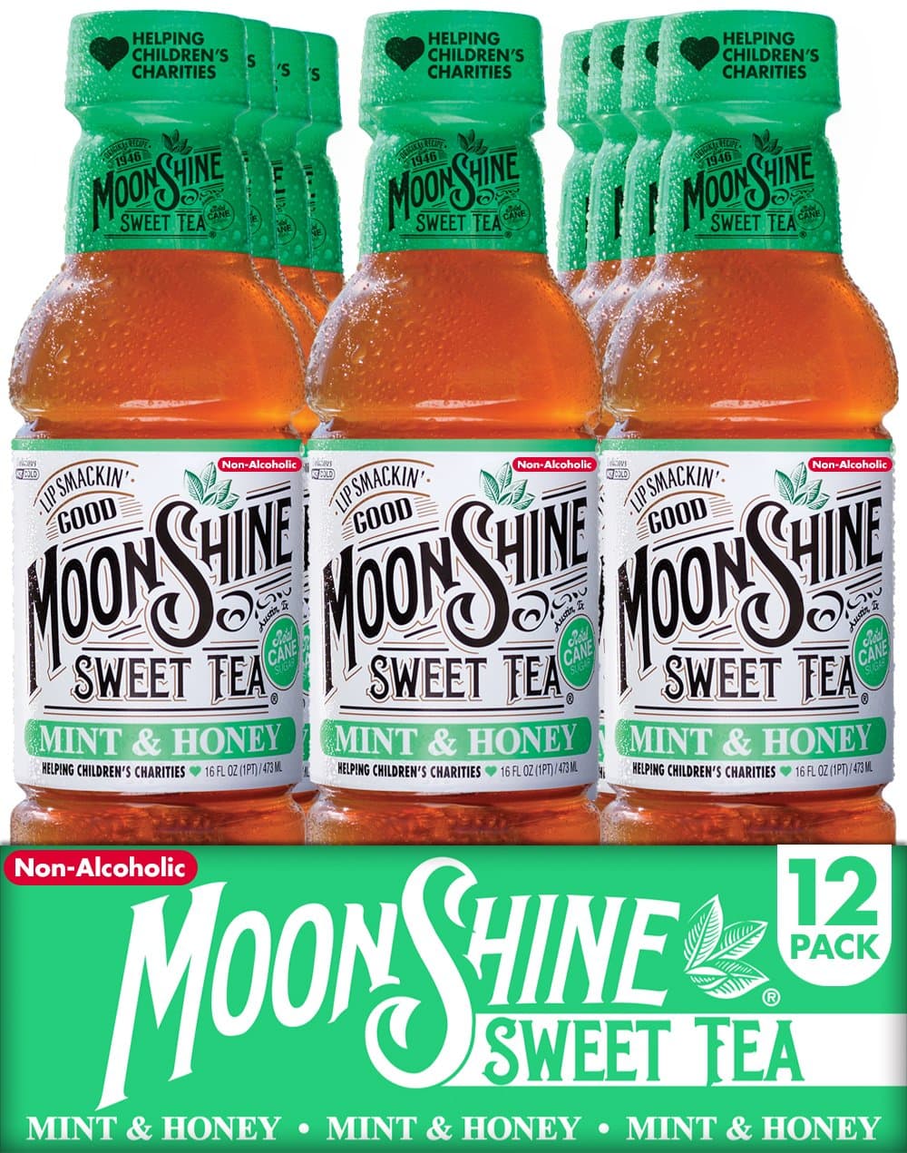 Moonshine Sweet Tea, Real Brewed Black Tea, Mint and Honey with All Natural Ingredients, Gluten Free, 16 Ounce Bottles (Pack of 12) – Helping Children's Charities