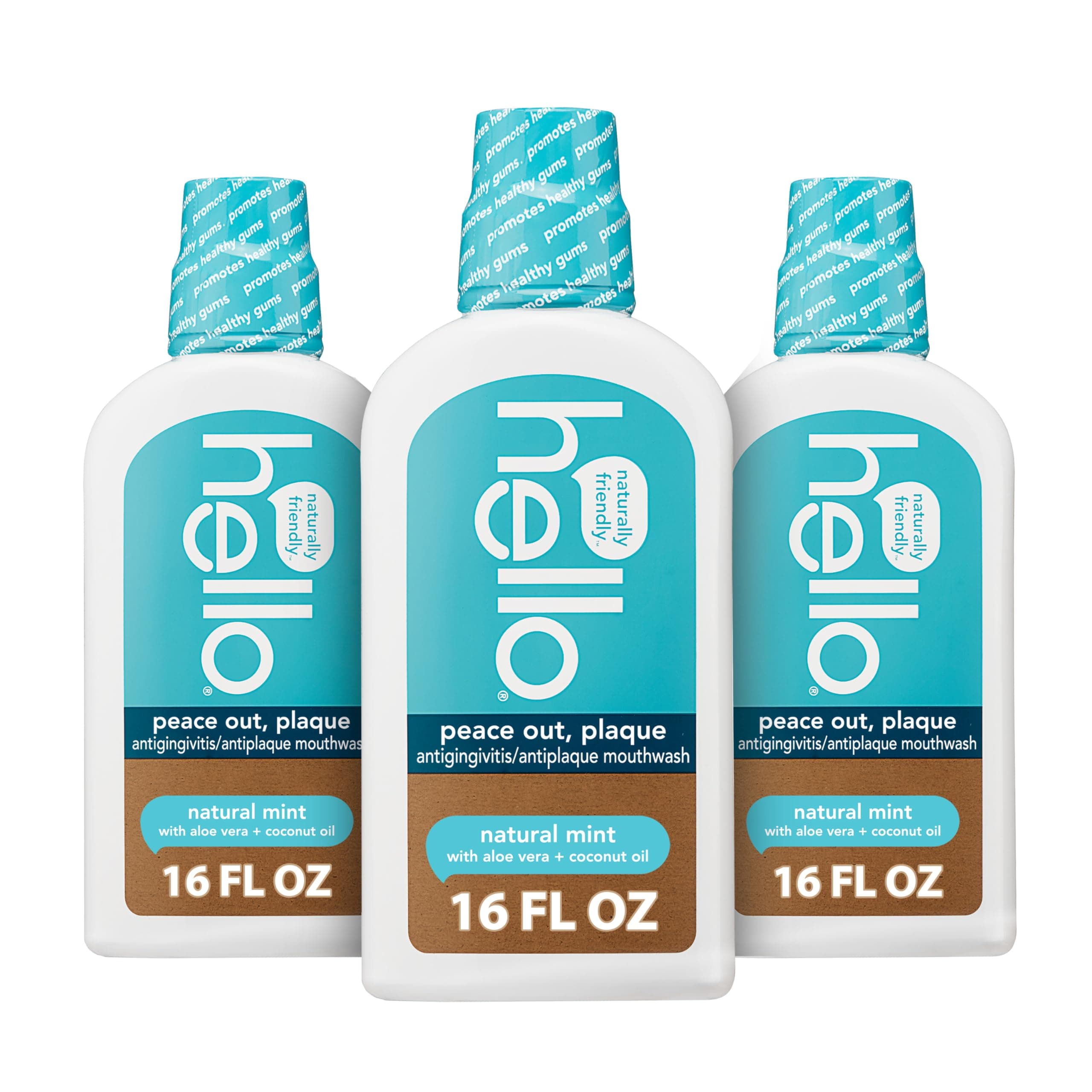 Oral Care Naturally Healthy Antigingivitis Fluoride Free and SLS Free Mouthwash with Aloe Vera and Coconut Oil, 3 Count