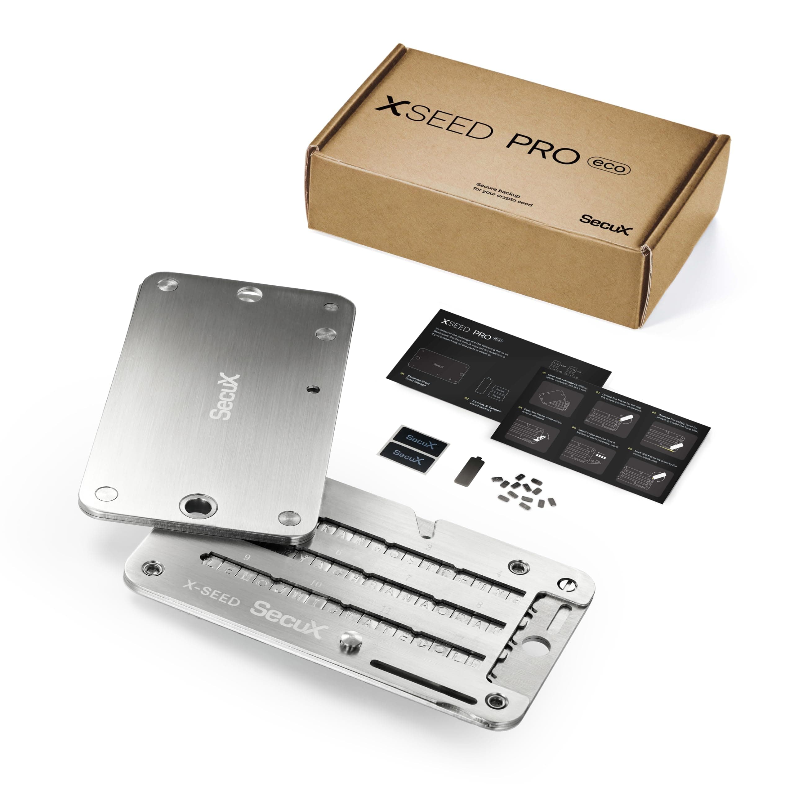 SecuX – XSEED PRO Eco - Indestructible Bitcoin Wallet Crypto Seed Storage Steel Plate - Compatible, Ledger, Trezor Hardware Wallets