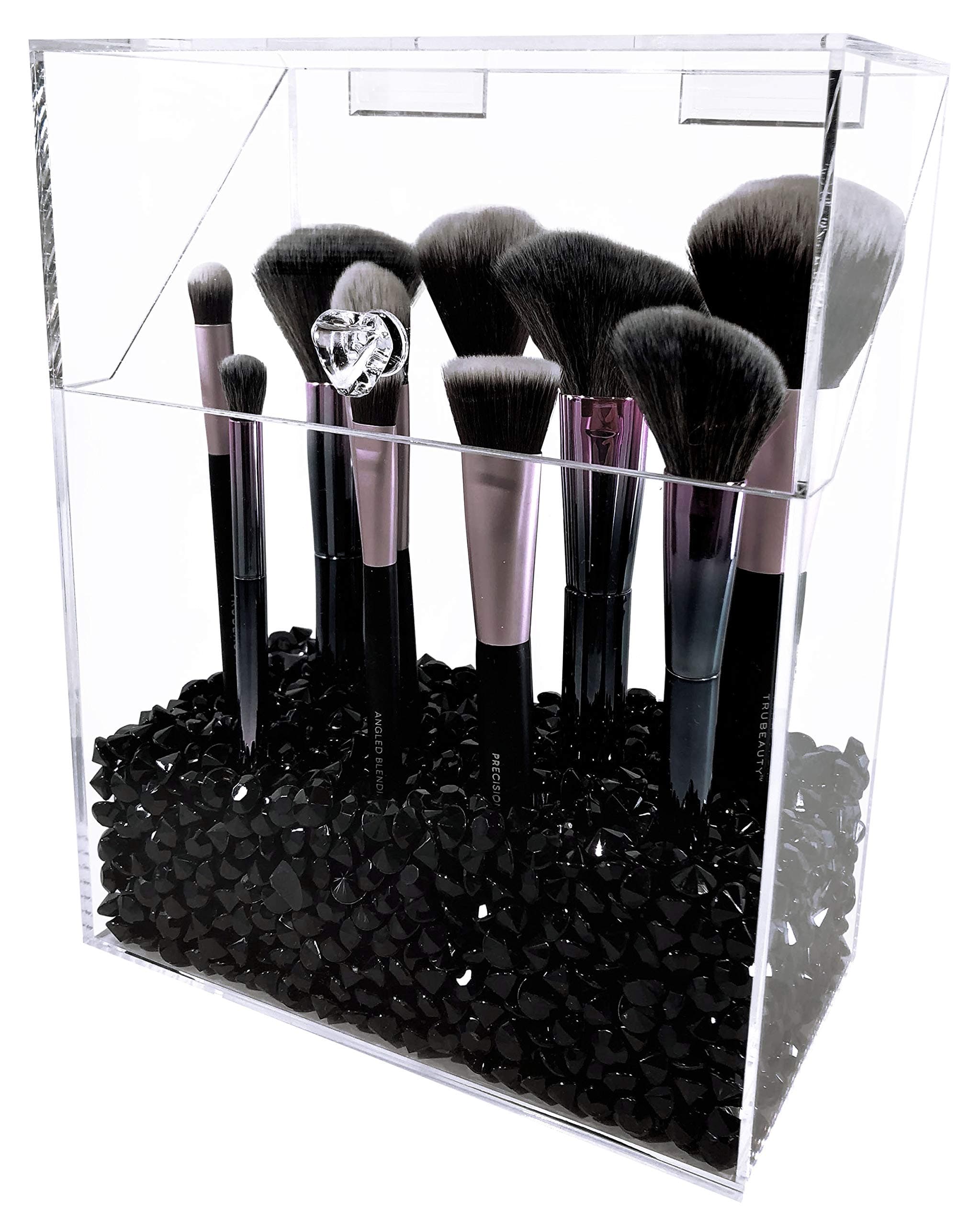 Liamin USA Large Size Makeup Brush Organizer Holder with Lid- Dustproof (Black)