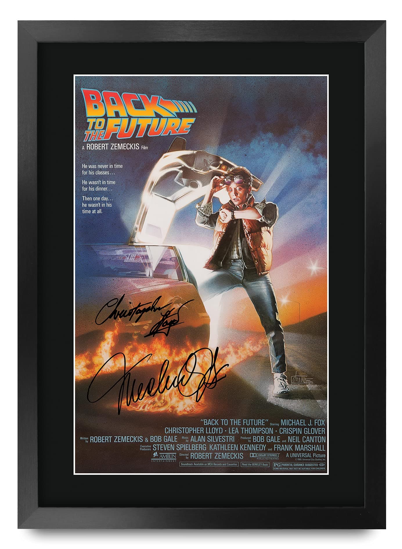 A3 FR Back to the Future Movie Poster Cast Signed Gift FRAMED A3 Printed Autograph Christopher Lloyd Michael J Fox Gifts Print Photo Picture Display