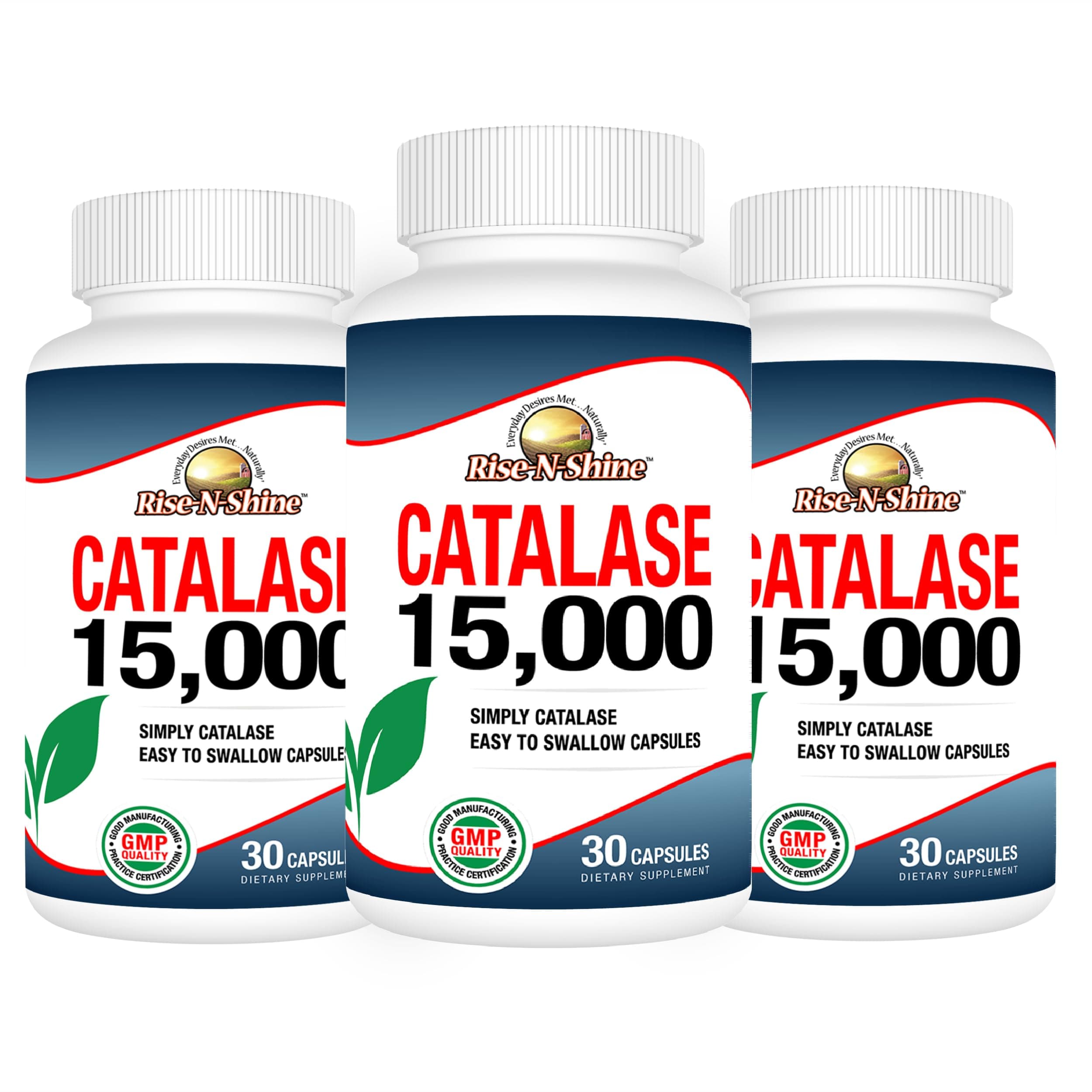 Catalase Supplement 15,000 - Powerful Antioxidant Enzyme for Hair Health - Hair Supplements for Strong Hair - 90 Capsules - Pack of 3 Full Size Bottles (90-Day Supply)