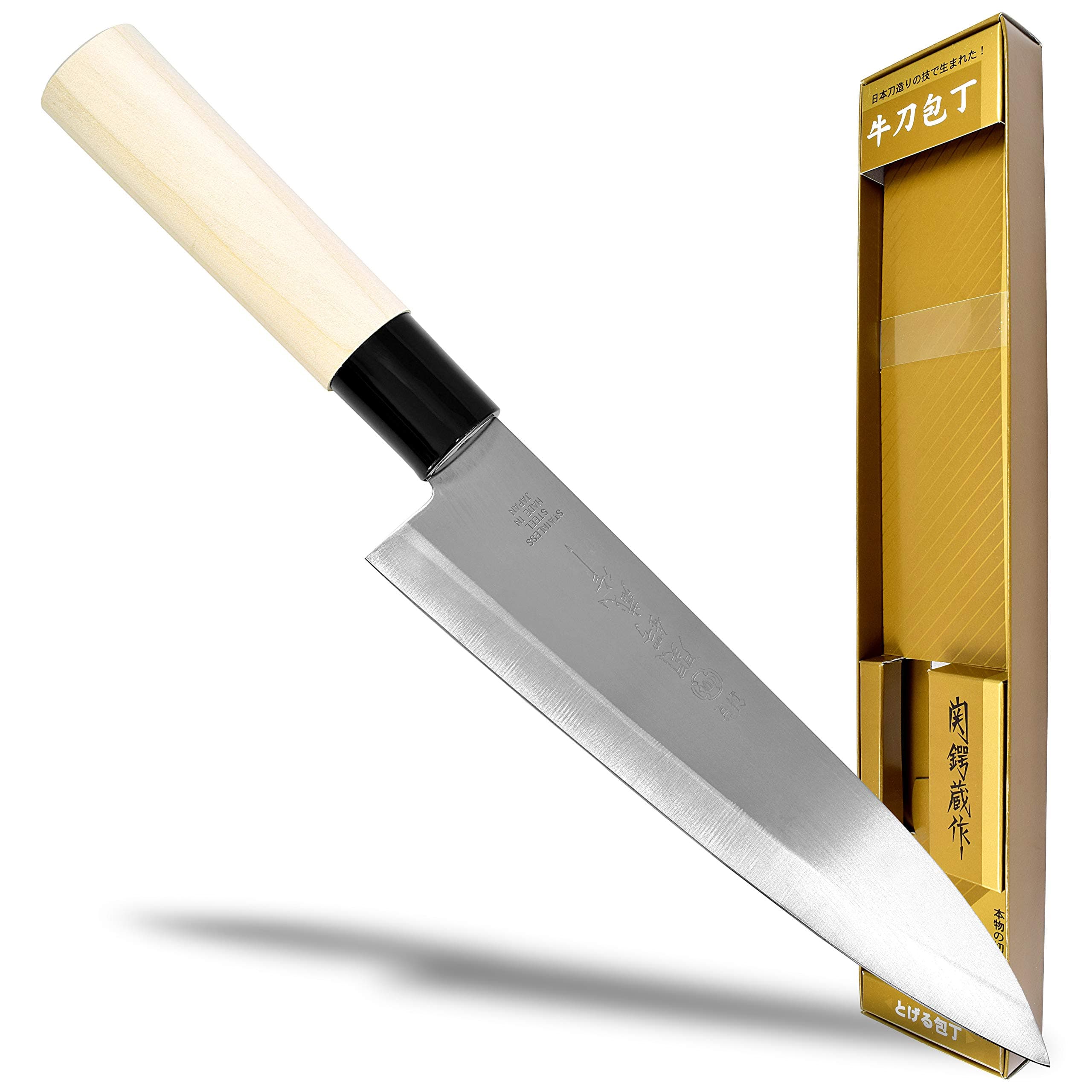 Product of Gifu Japan Seki TSUBAZO ese Chef Kitchen Knife, Stainless Steel Gyuto Knife, Shiraki Handle, 185 mm (7.3 in)