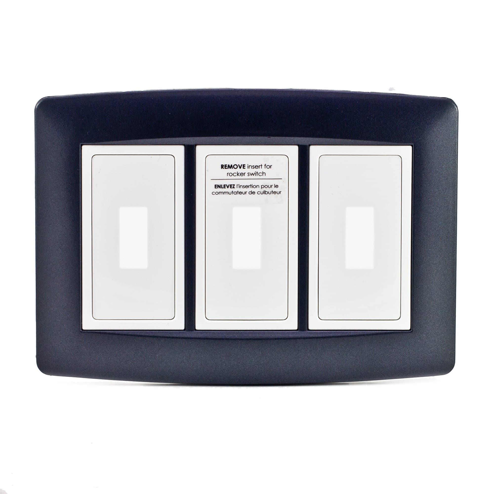 EUROLOFT RETROFIT 3 GANG WALL PLATE GRAPHITE WITH WHITE BACK