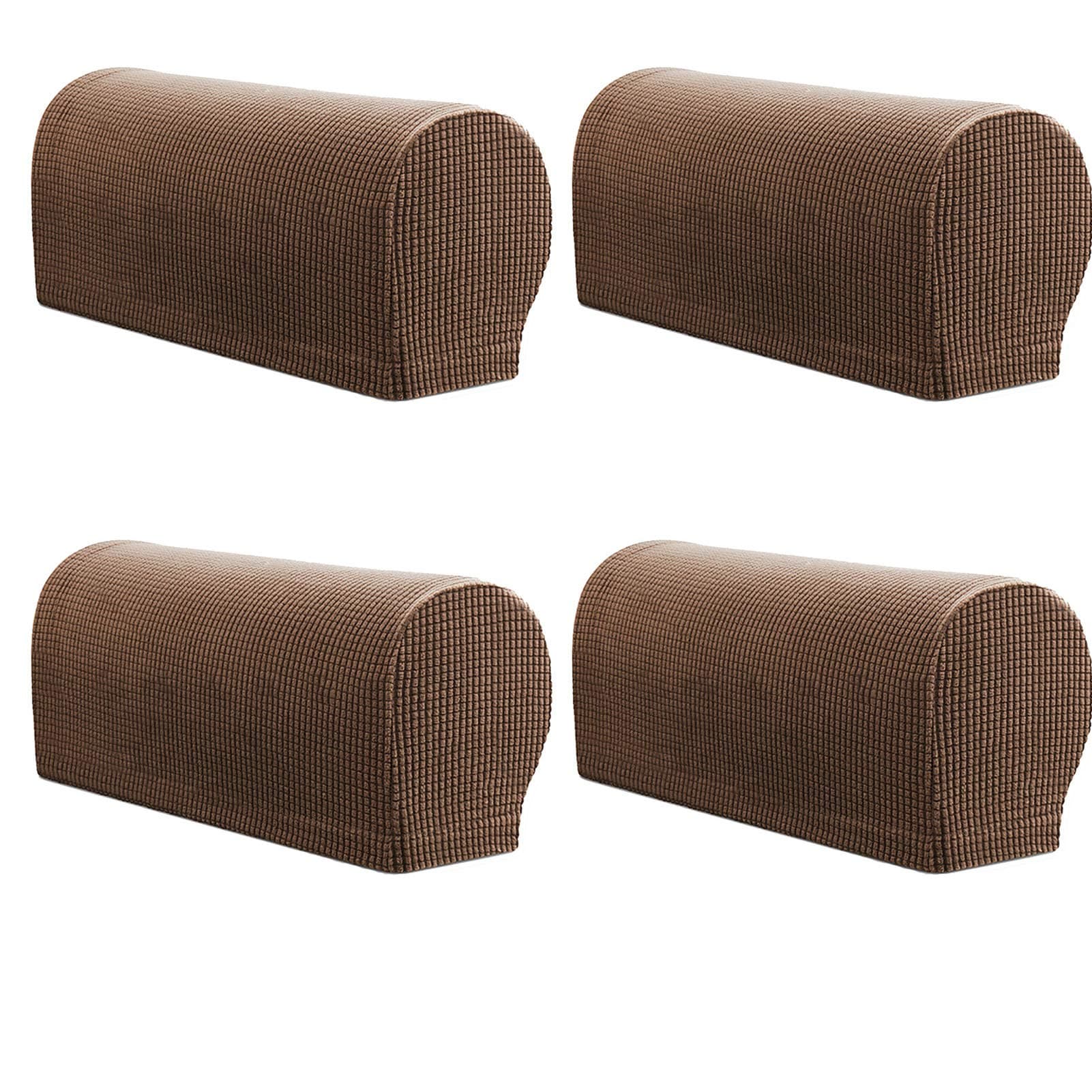 ESRISE Armrest Chair Covers, Set of 4 Stretch Armchair Couch Arm Rest Cover Anti-Slip Spandex Polyester Sofa Chair Arm Caps Slipcovers for Furniture Protector (Coffee)
