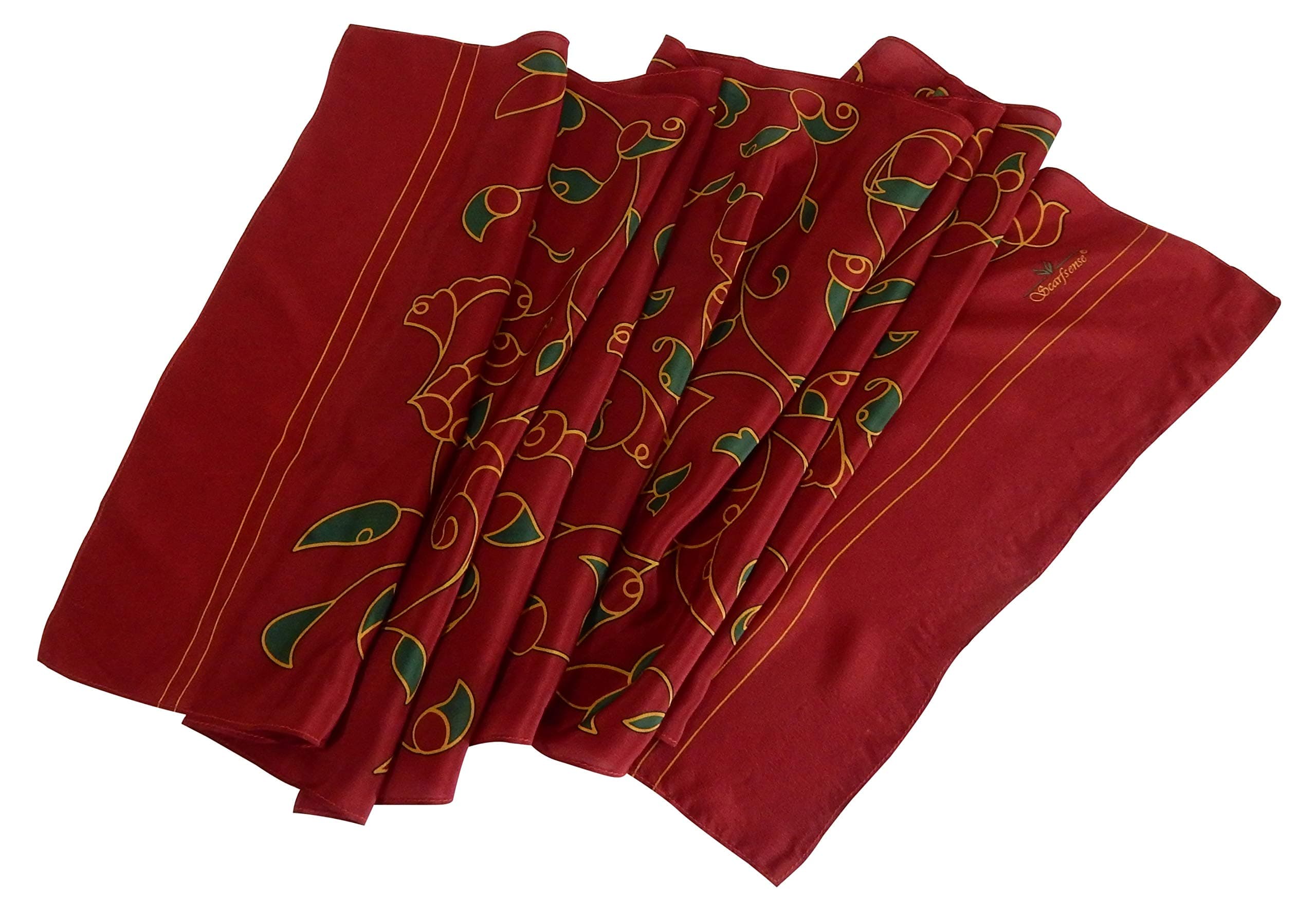 Scarfsense 100% Silk Red Scarf. Oblong