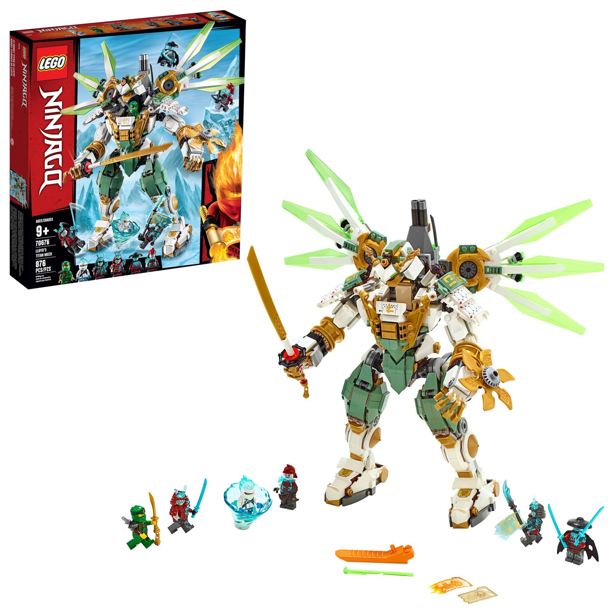 LEGO NINJAGO Lloyd's Titan Mech 70676 Ninja Toy Building Kit with Ninja Minifigures for Creative Play, Fun Action Toy includes NINJAGO characters including Lloyd, Zane FS and more (876 Pieces)