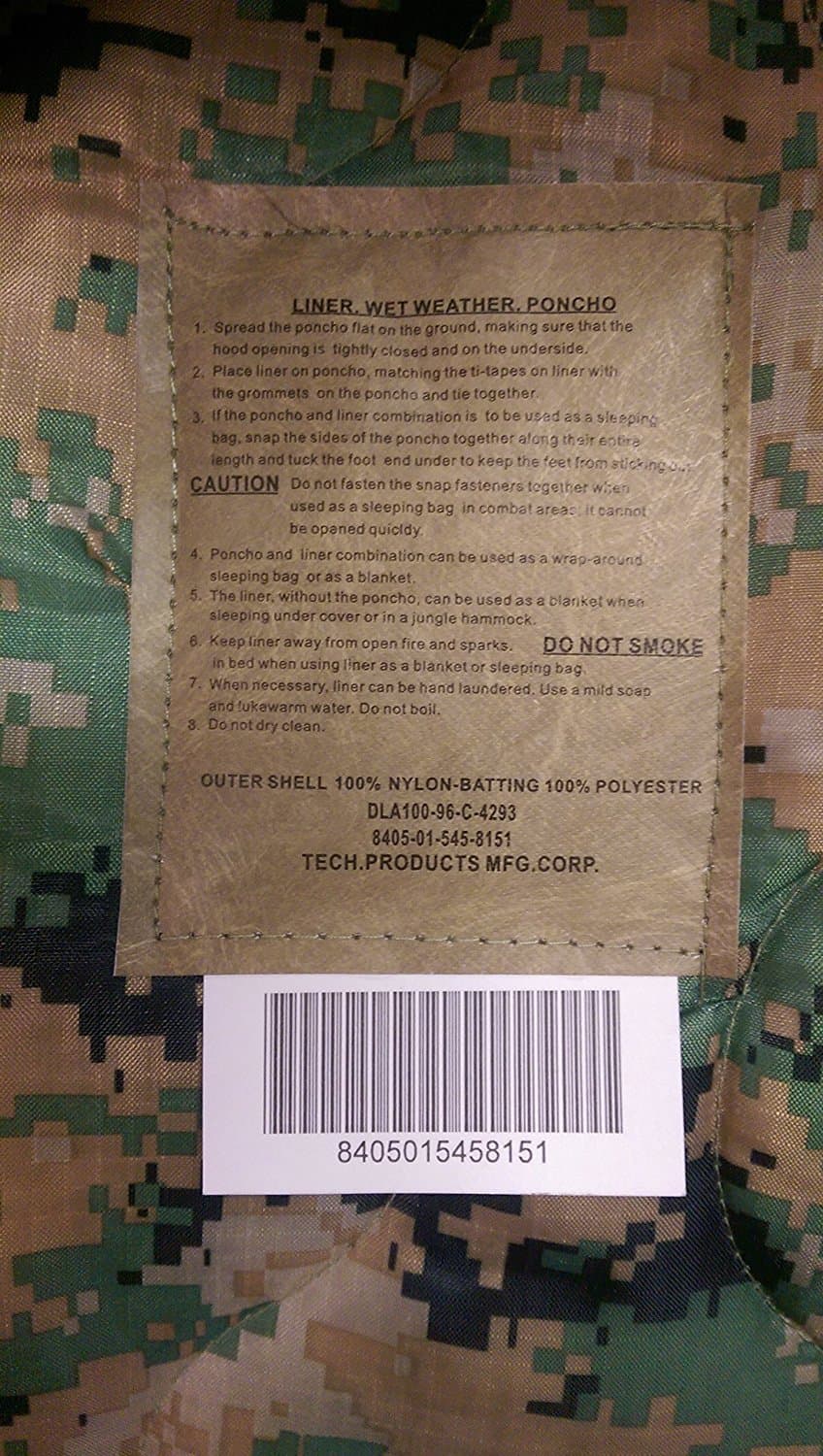 US GI Military USMC MARPAT PONCHO LINER Woobie Blanket . 82" x 62". Made in USA.