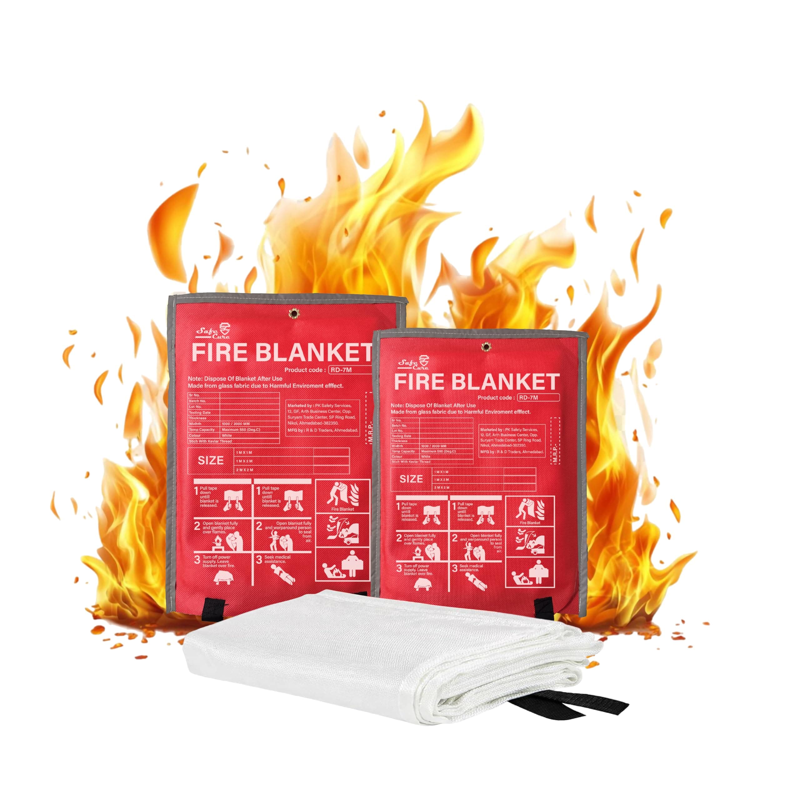 Emergency Fire Blanket | Survival Fiberglass, Flame Retardant, Protection Fire Blanket | Shelter Safety Cover for The Kitchen, Fireplace, Grill, Car, Camping | 1X1 Mtr | Pack of 1