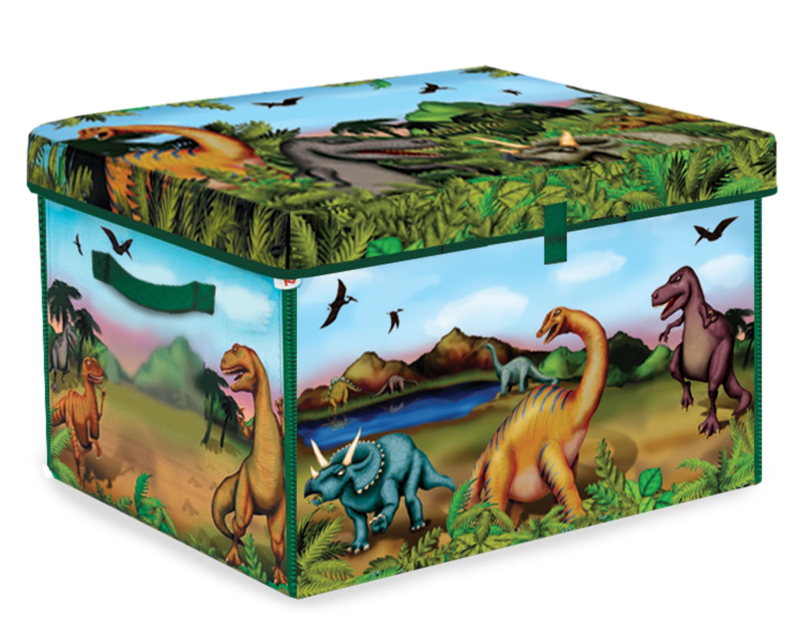 PETERKIN | Dinosaur ZipBin: Storage for up to 160 dinosaur figures! | Unzips into prehistoric landscape playmat and includes 2 x 3" dinosaurs | Action Figures | Playmats | Ages 3+