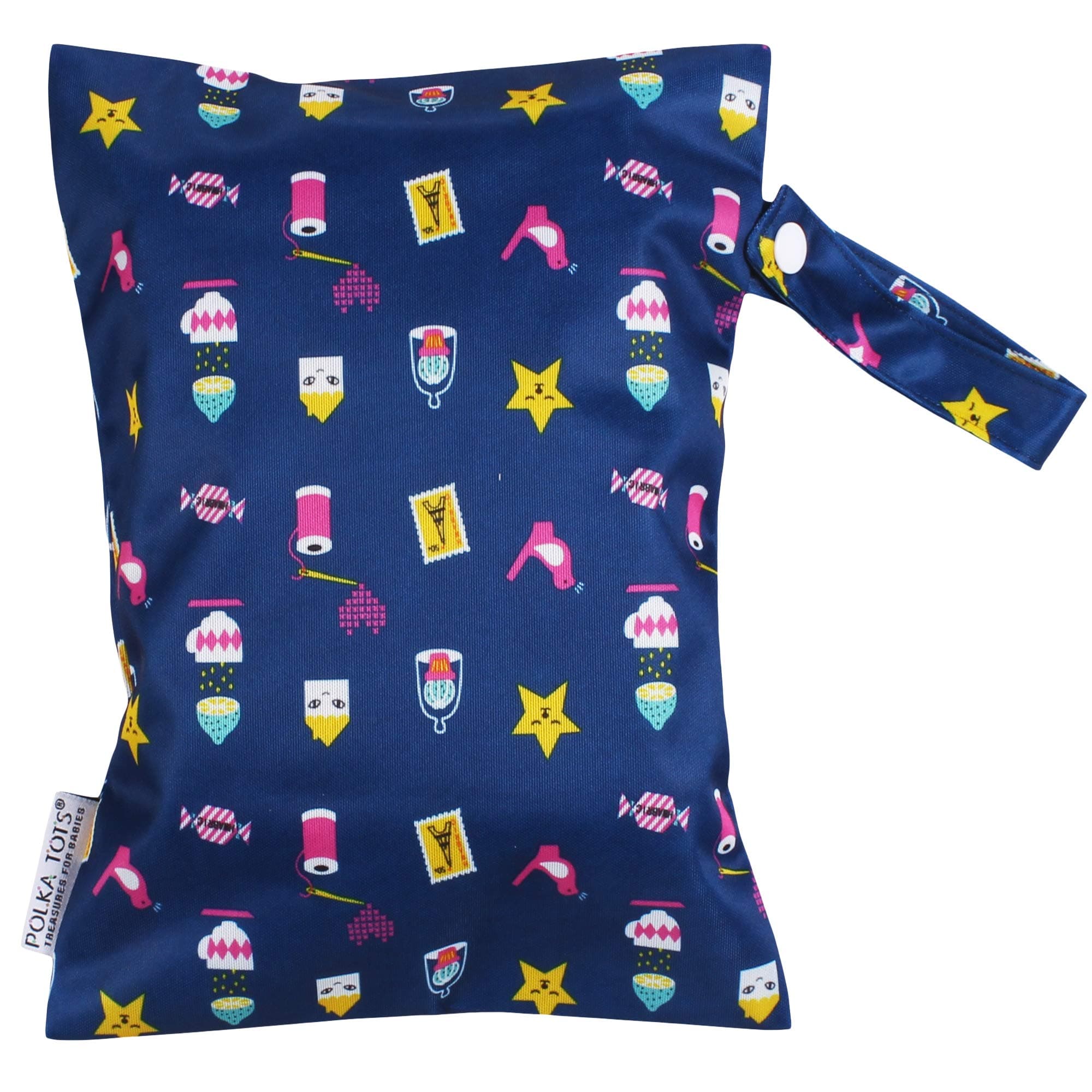 POLKA TOTS Waterproof & Reusable Wet Dry Baby Diaper Bag with Zipper for Travel, Beach, Pool, Dirty Gym Clothes, Wet Swimsuits, Toiletries (20 x 25 CM, Mix)