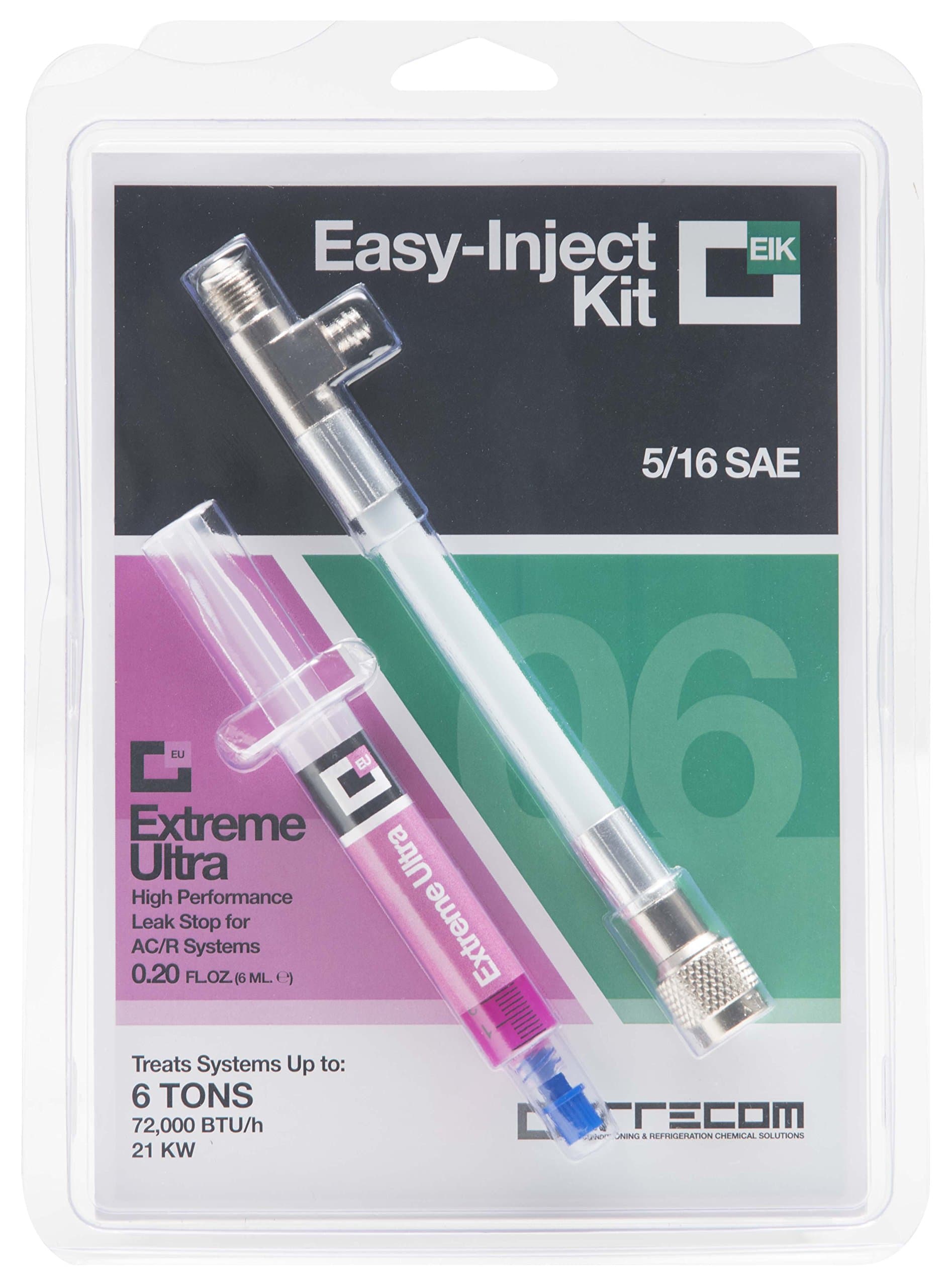 Easy Inject Kit: AC/R Leak Stop EXTREME ULTRA (only 0.20 fl.oz. - 6ml) - Dose for systems Up To 6 TONS (21 KW) - 1/4 or 5/16 SAE injectors included (with 5/16 injector)