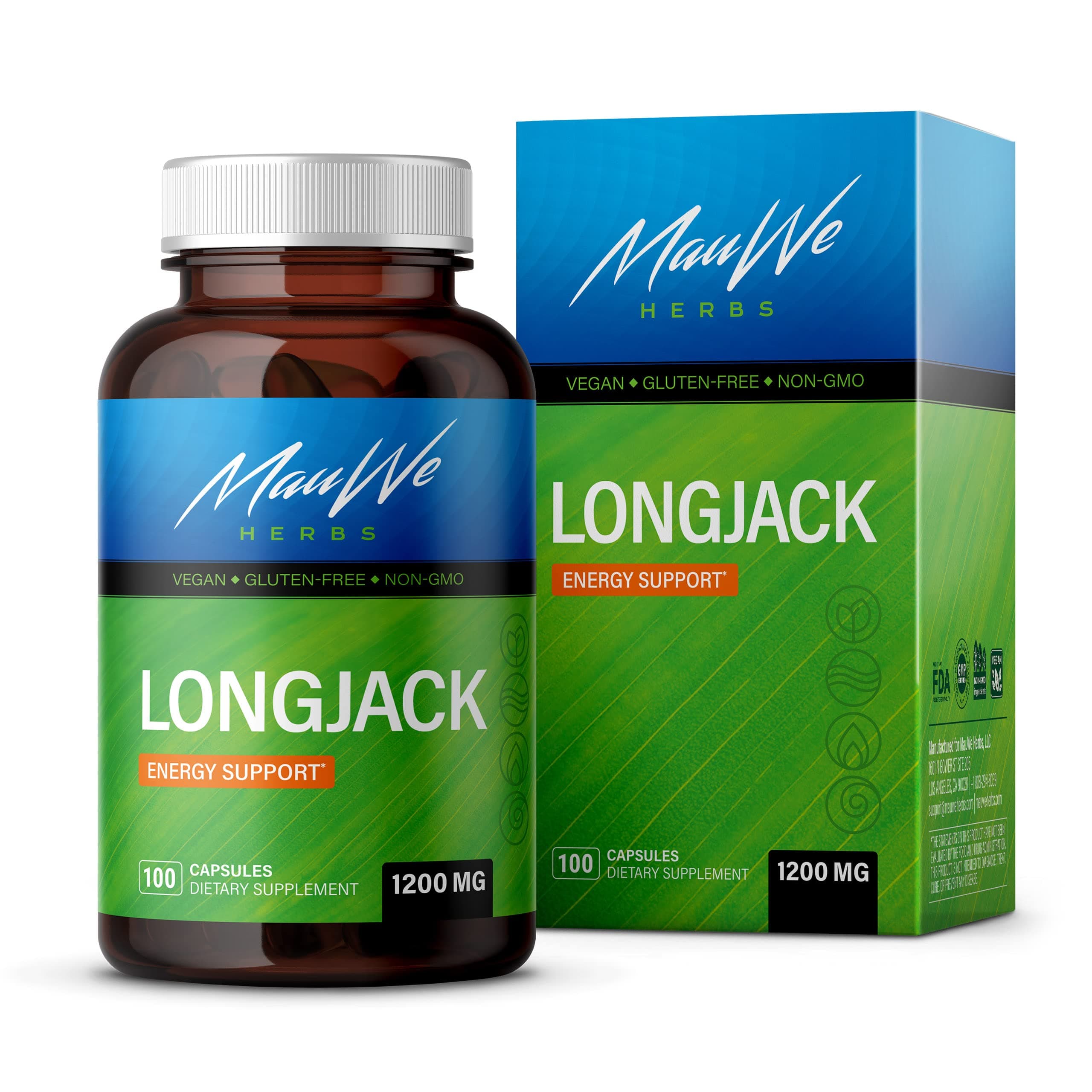 LongJack Herbal Supplement - Natural Tongkat Ali, Eurycoma Longifolia Capsules, 1200mg Per Serving - 100 Caps