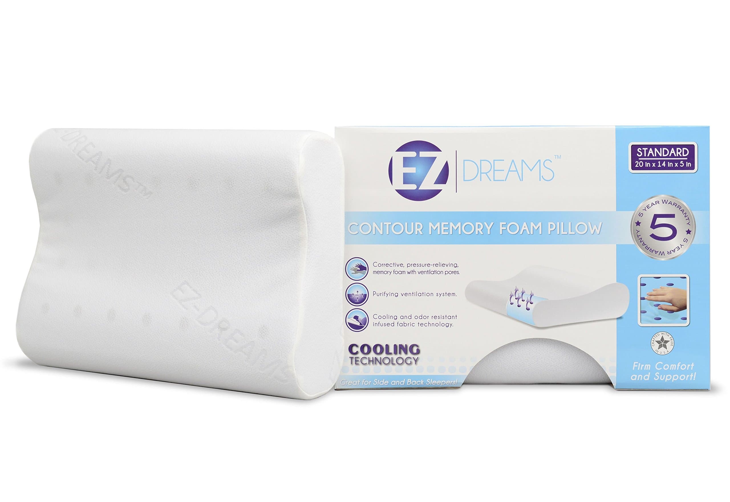 EZ Dreams Memory Foam Contour Pillow 5-inch Thick Cooling Pillow