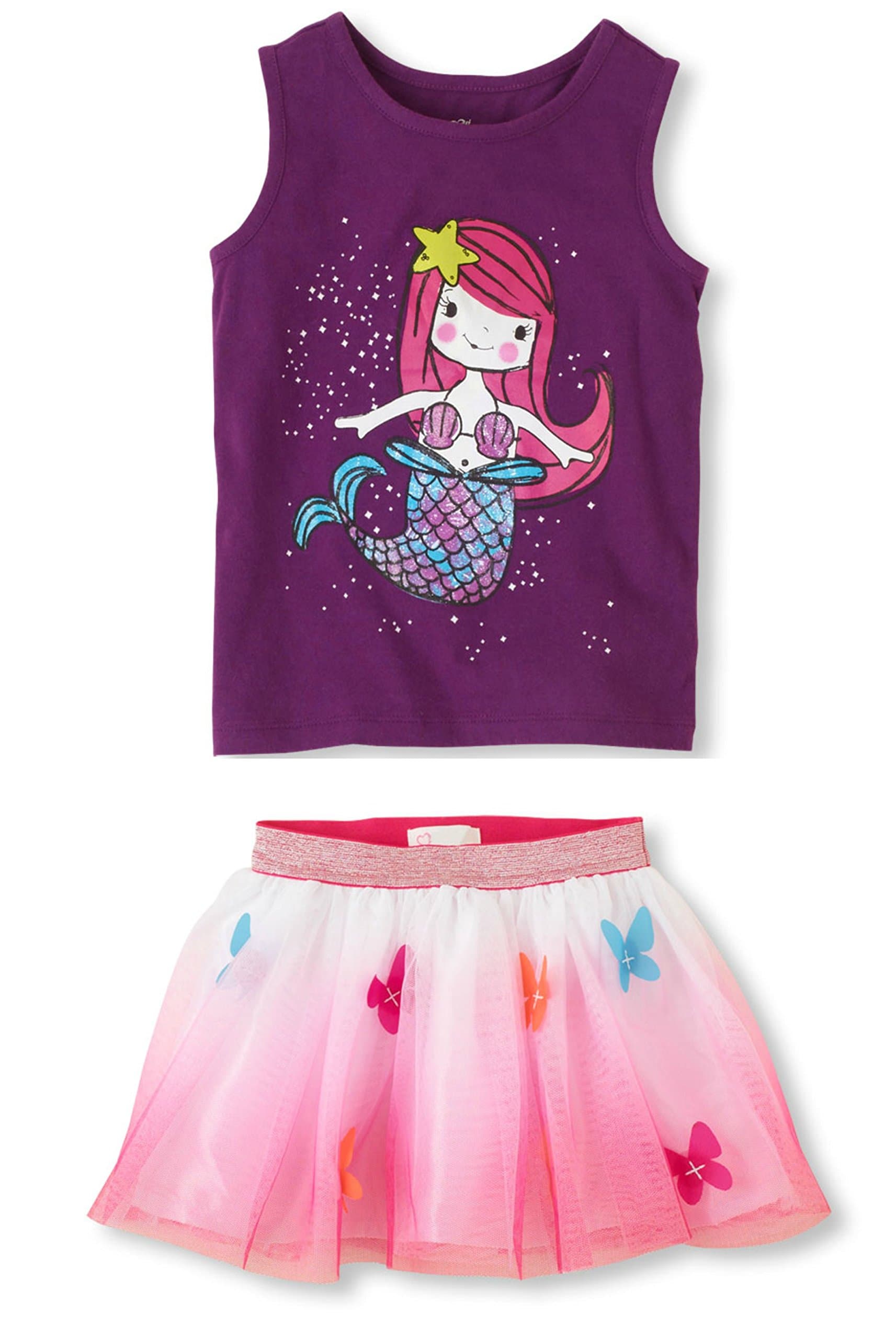 3D Butterfly Tutu Skirt with Matching Top (18 - 24 Months, mermaid)