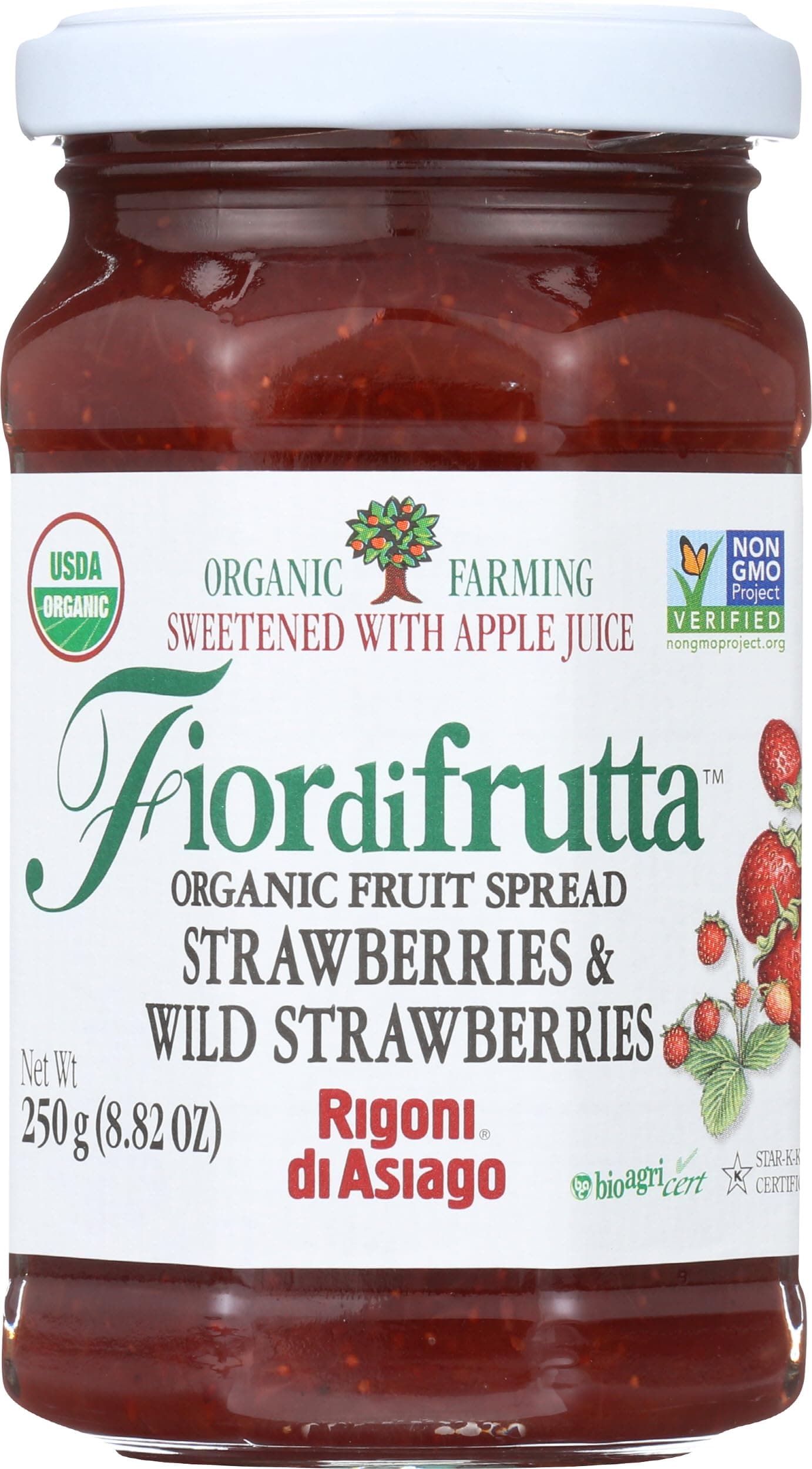 Fiordifrutta Organic Fruit Spread, Strawberry, 8.82 Ounce