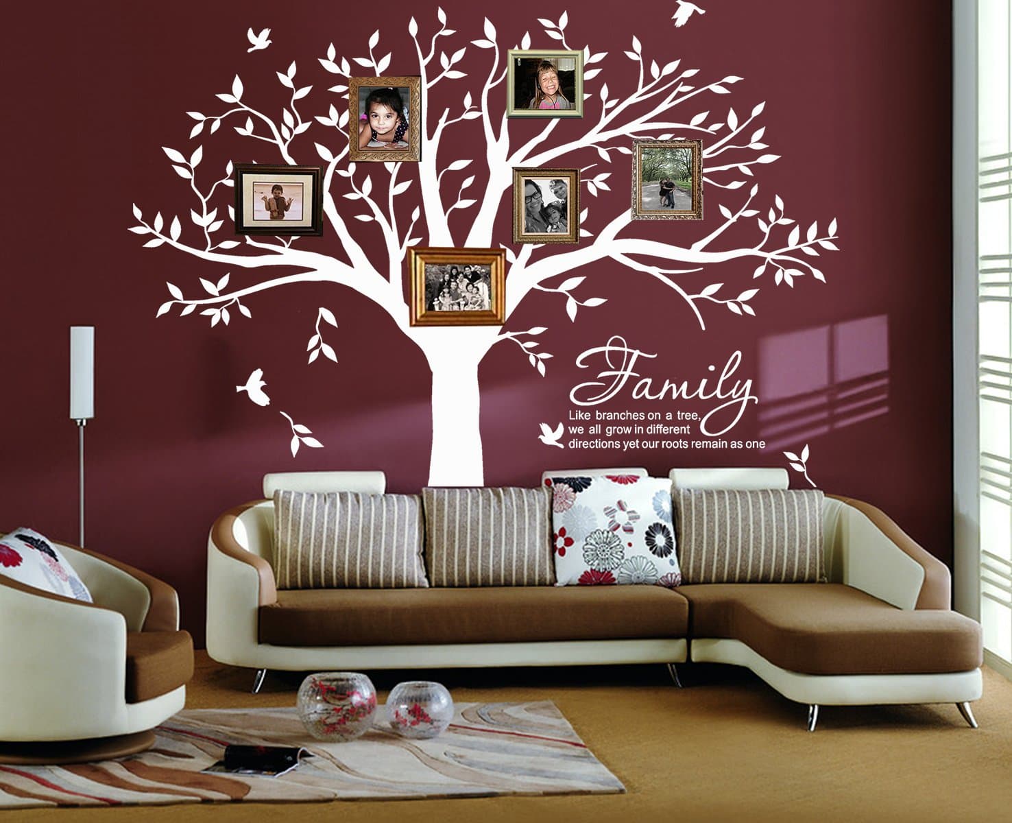 Large Family Tree Wall Decal Family Like Branches on a Tree Wall Decals Wall Sticks Wall Decorations for Living Room (White)