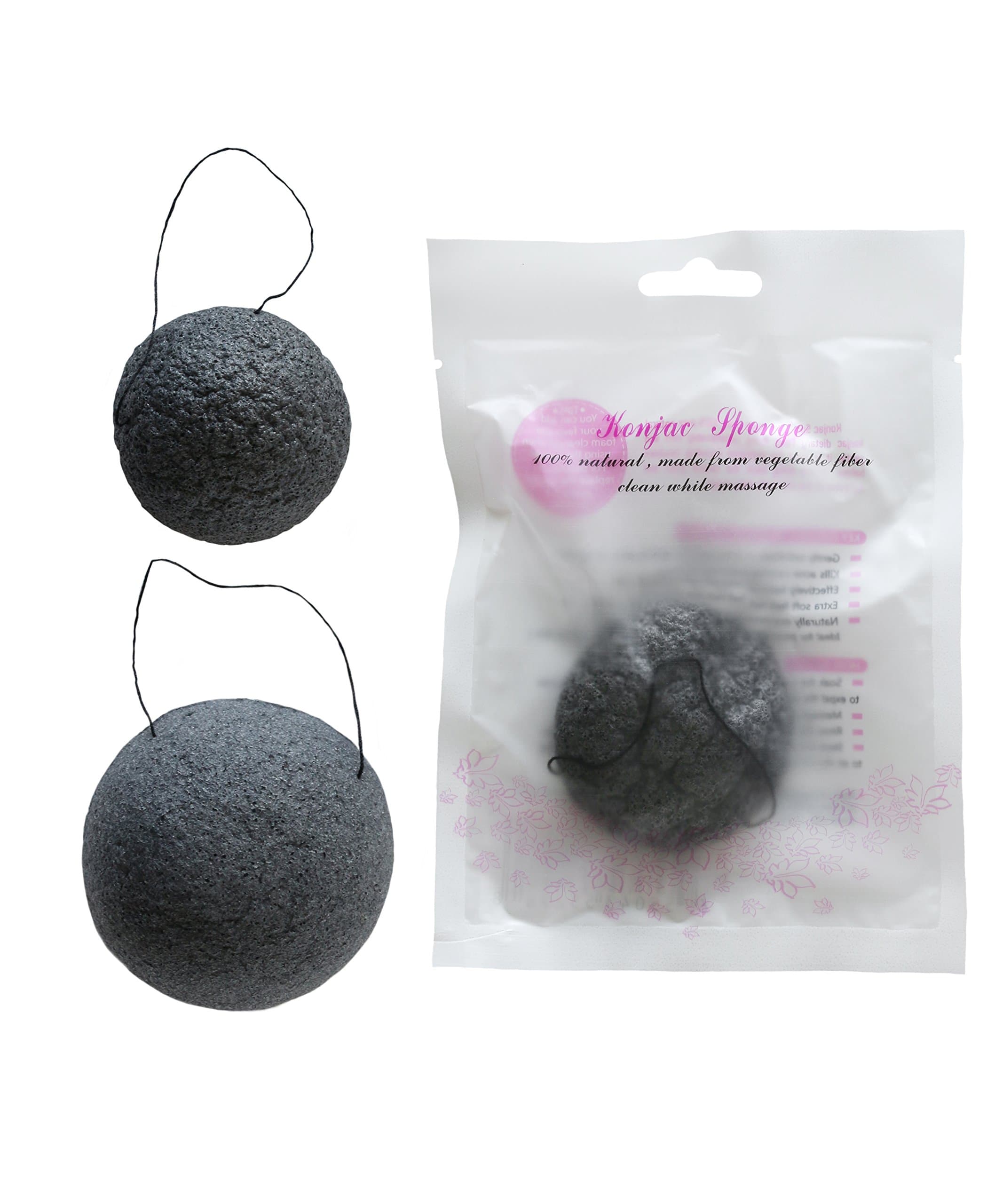 All Natural & Organic Konjac Skincare Sponge: Round Shape (Black)