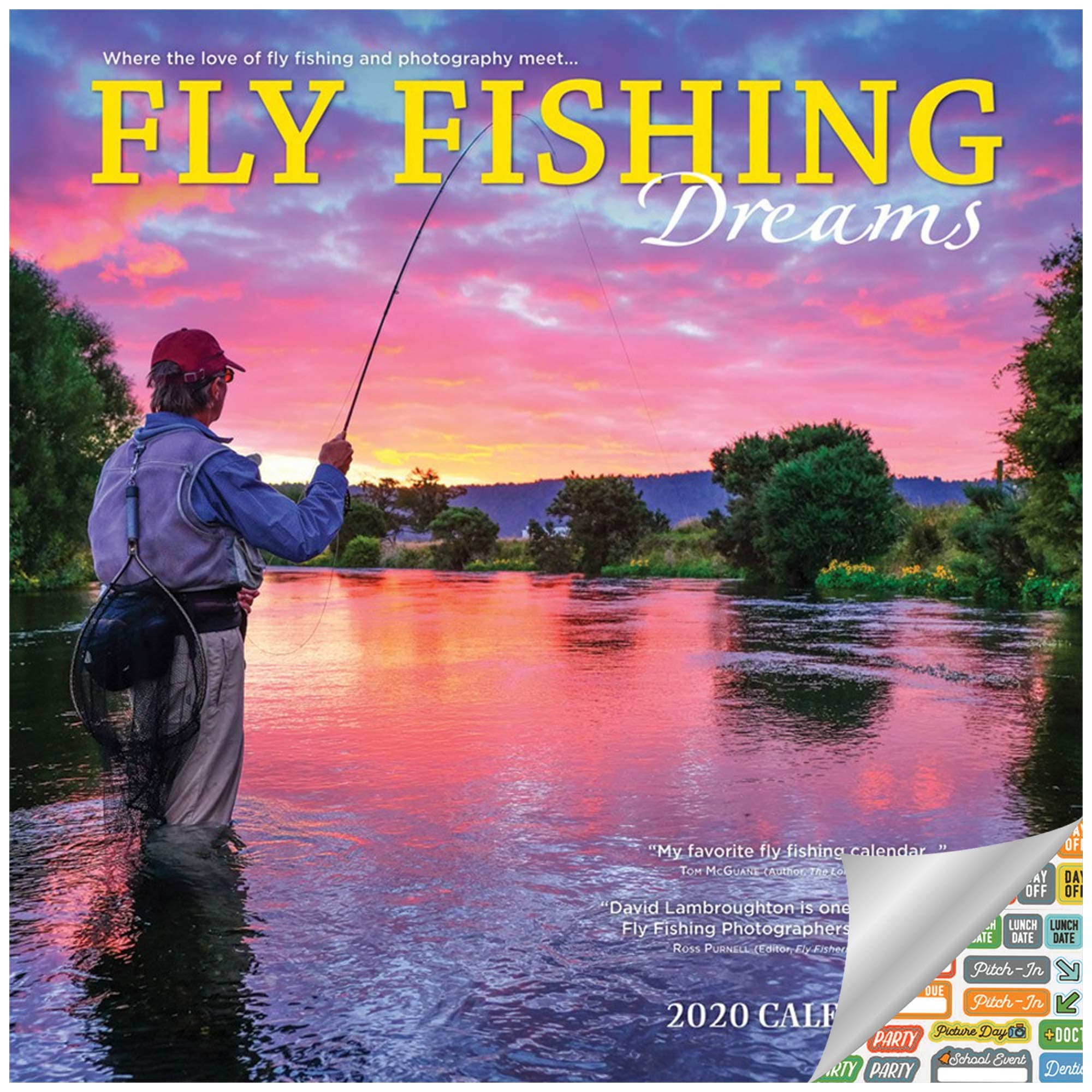 Fly Fishing Calendar 2020 Set - Deluxe 2020 Fishing Wall Calendar with Over 100 Calendar Stickers (Fisherman Gifts, Office Supplies)