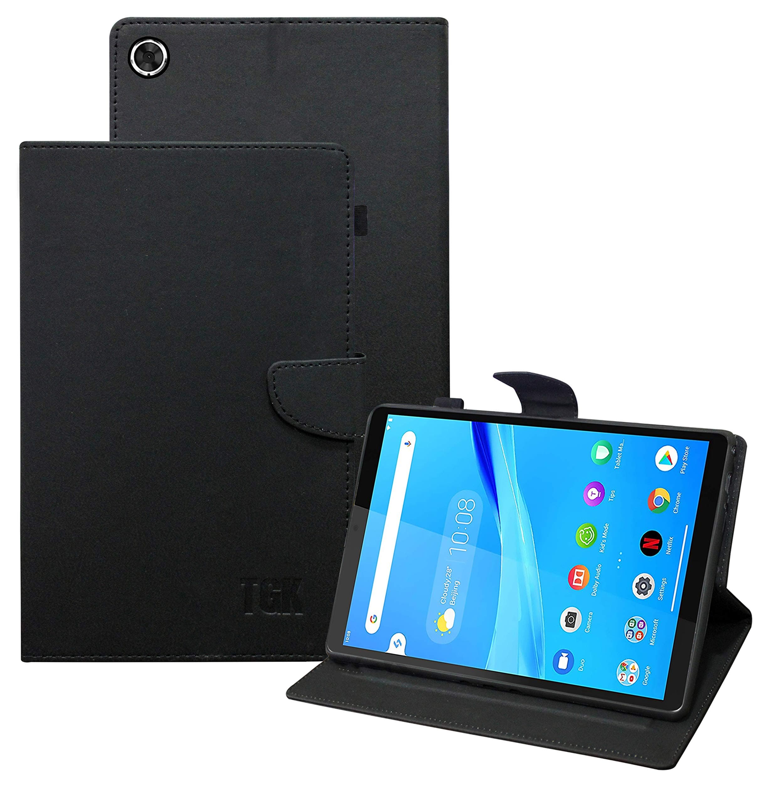 TGK Leather Flip Stand Cover with TPU Back Case for Lenovo Tab M7 Case 2nd Gen & 3rd Gen Model TB-7305F, TB-7305I, TB-7305X, TB-7306X 7 inch Tablet - Black