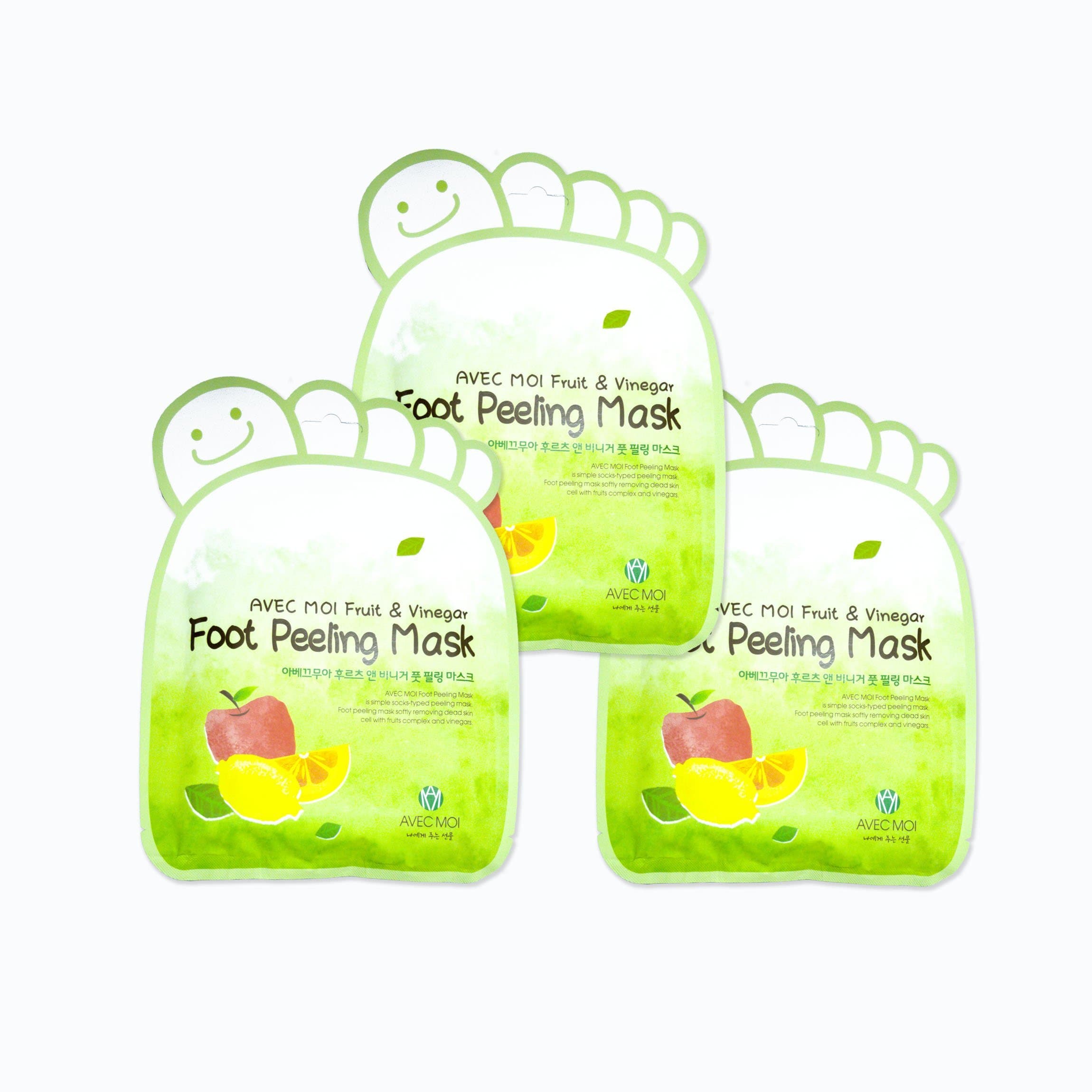 eluo Avec Moi Fruit & Vinegar Foot Peeling Mask Pack (Footpeeling 3Pack)