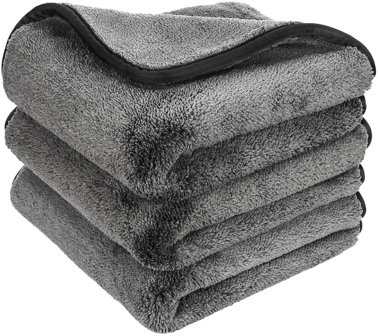 - Auto Hub Heavy Microfiber Cloth for Car Cleaning and Detailing, Double Sided, Extra Thick Plush Microfiber Towel Lint-Free, 800 GSM (Size 40cm x 40cm)/Pack of 3, Color: Grey