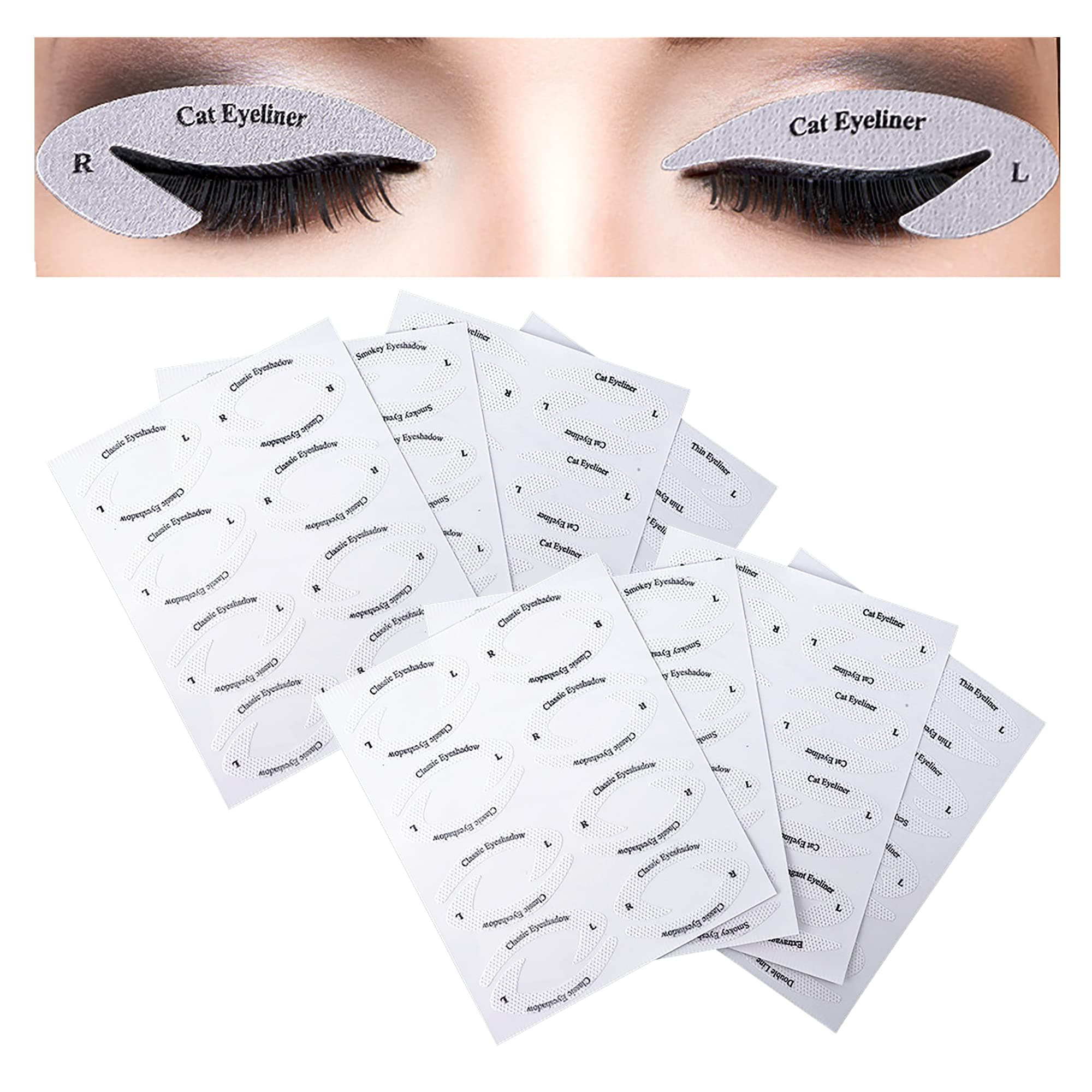 IRYNA 4 Sheets Eyeliner Eyeshadow Stickers Cat Eye Smokey Cosmetic Tape, Eyeliner Stencil Cards, Template Sticker Quick Makeup Tool