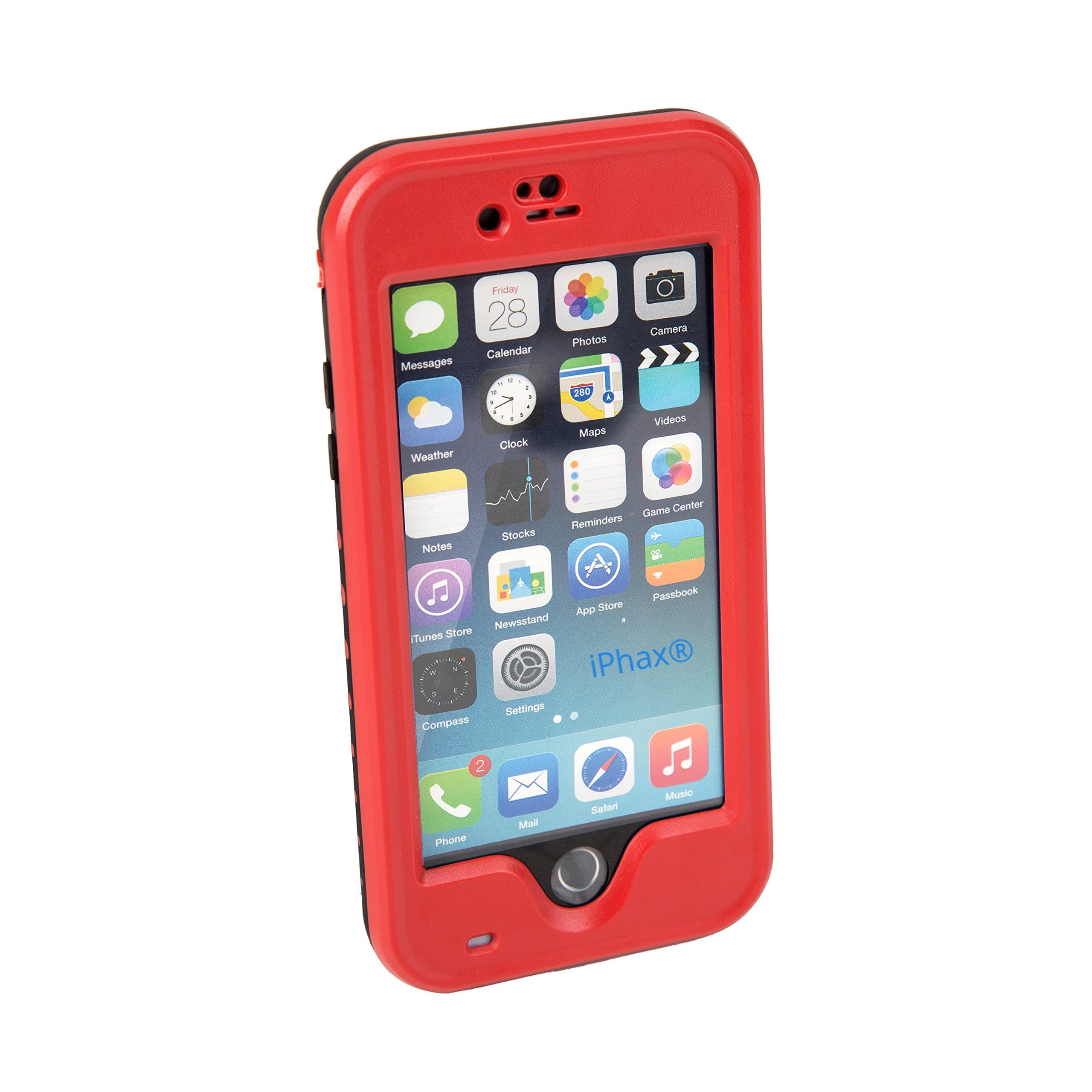 [Lifetime Hassle-Free Warranty] iPhax Waterproof Shockproof Snowproof Dirtproof Durable Full Sealed Protection Case Cover for iPhone 6 [4.7 inch] (Red)