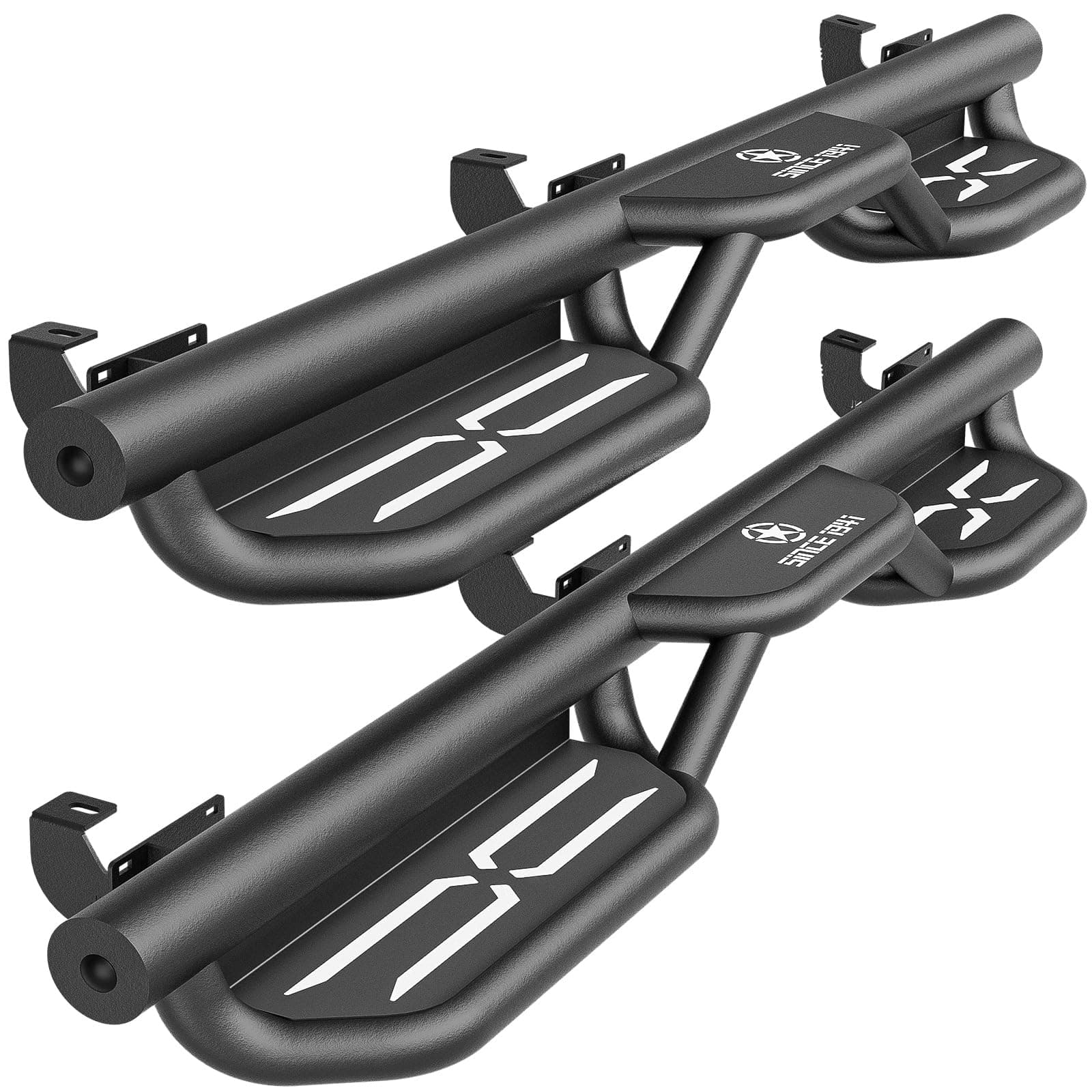 for Wrangler JK Running Boards Side Steps Compatible with 2007-2018 Jeep Wrangler JK JKU Unlimited 4 Doors, Heavy-Duty Steel Nerf Bars Step Plates Rock Sliders Rail (Black, Powder Coated)