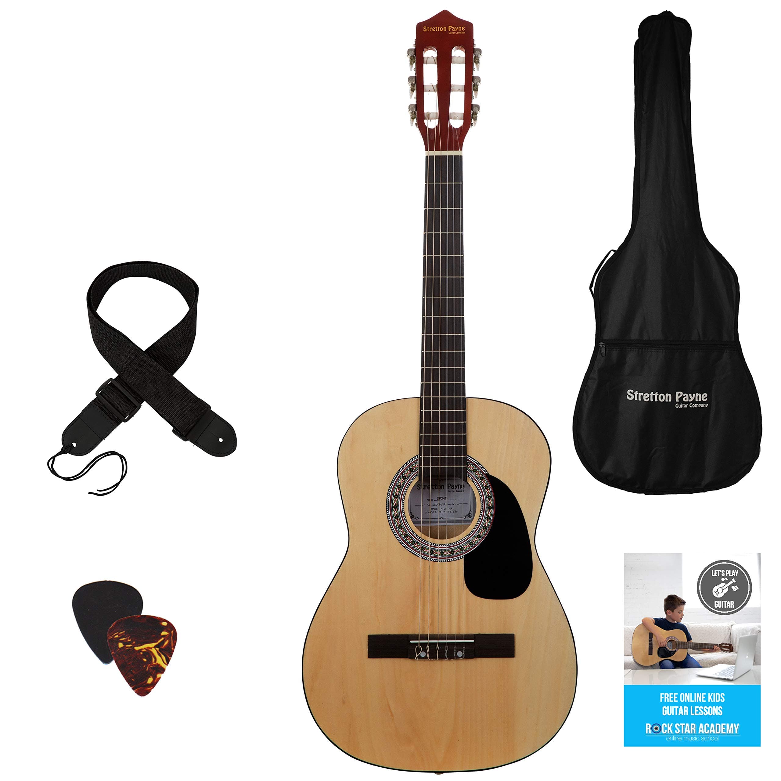 Childrens Nylon String Acoustic Guitar - 3/4 Sized - 36 inch - Natural Grade AB