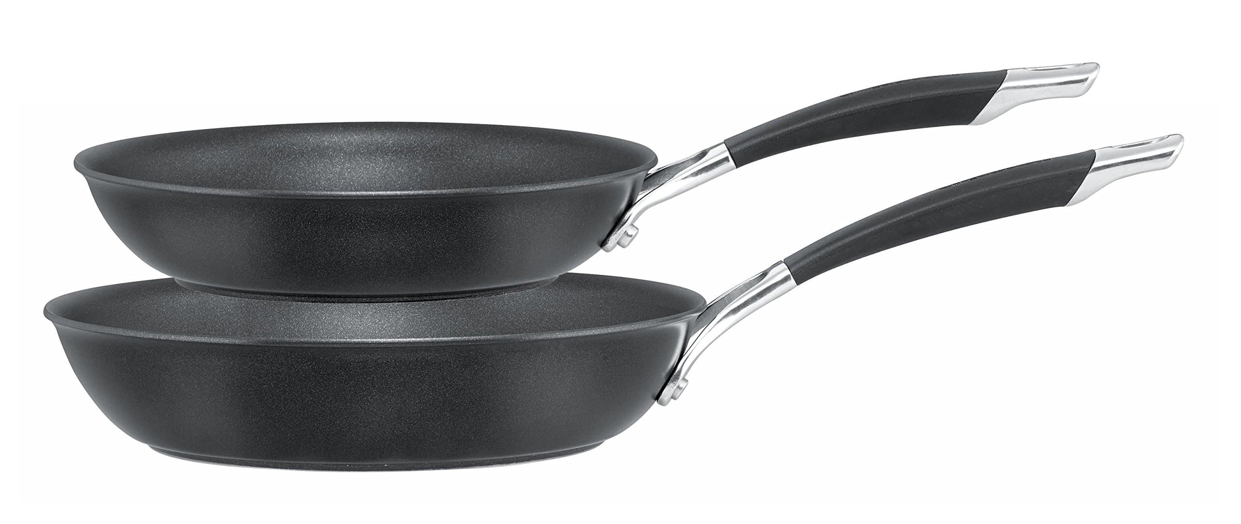 Momentum Non Stick Frying Pan Set of 2 – Induction Frying Pan Set, Oven & Dishwasher Safe Hard Anodised Cookware with Soft Grip Handles, Black