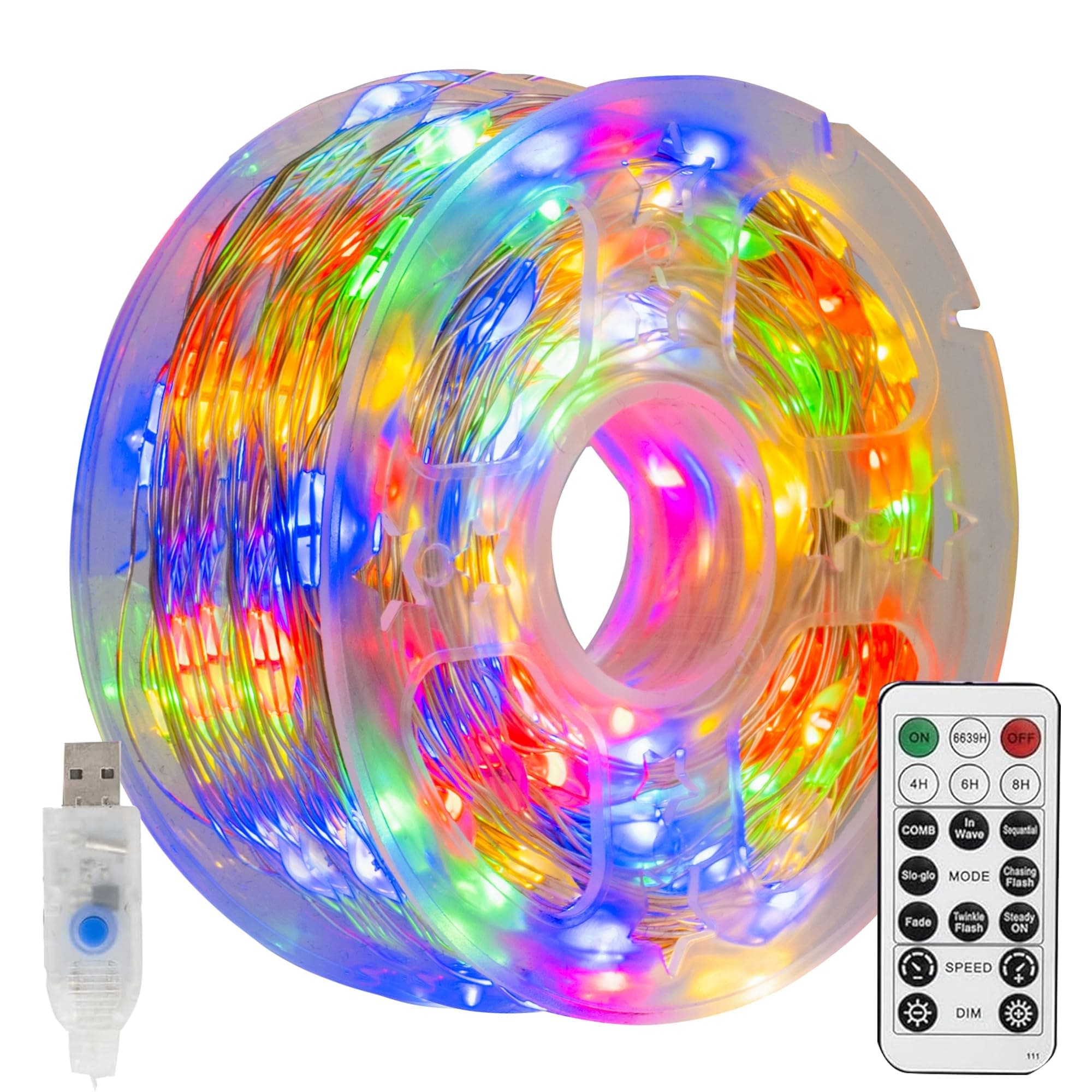 Dazzle BrightFairy Lights, 66 FT 200 LED USB Power String Lights with Remote, 8 Modes Waterproof Copper Wire Lights for Home Indoor Party Tree Yard Christmas Decorations (Multi-Colored)