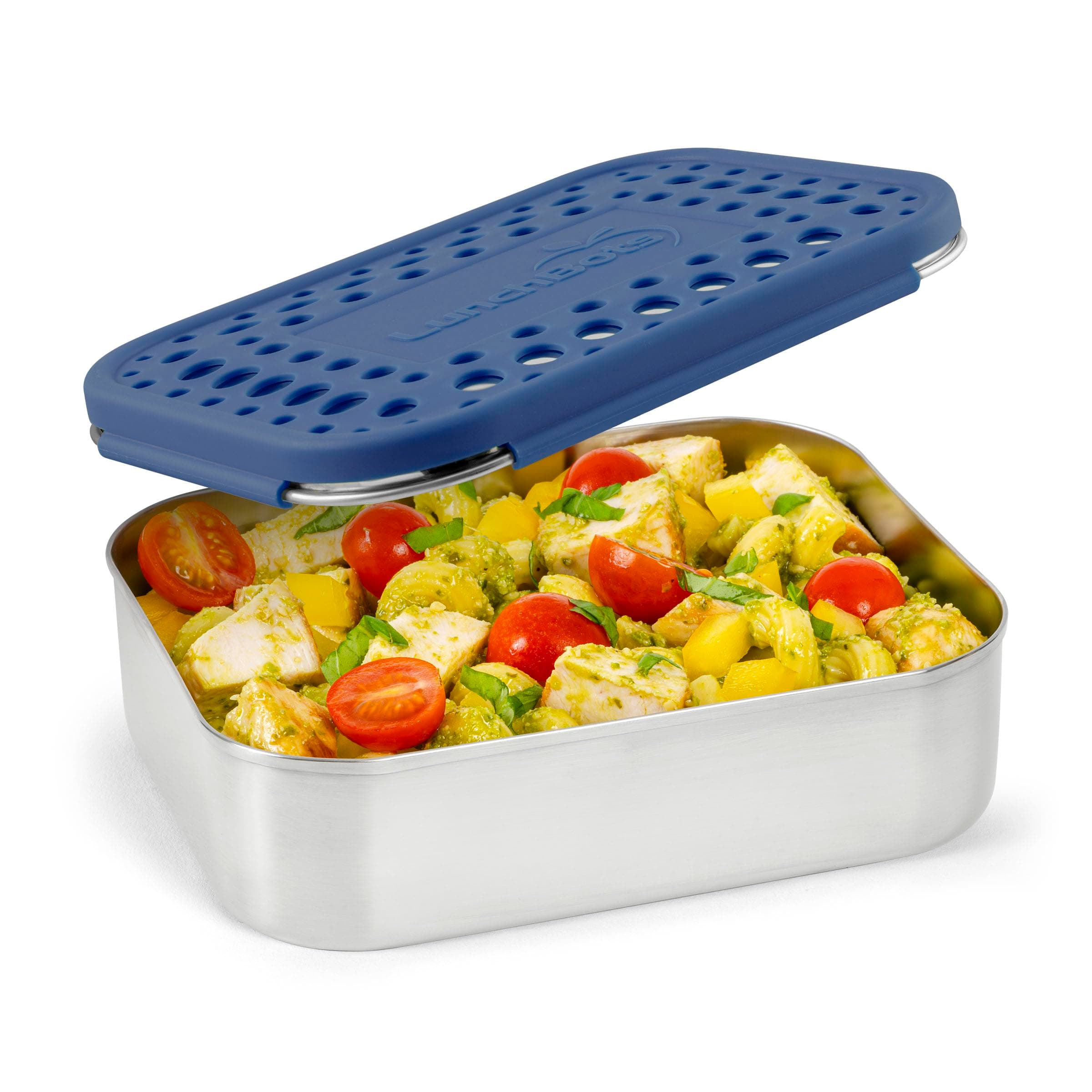 Uno Stainless Steel Food Container - Open Design Perfect for Sandwiches, Wraps, Salads or a Small Meal - Eco-Friendly, Dishwasher Safe and BPA-Free - Blue
