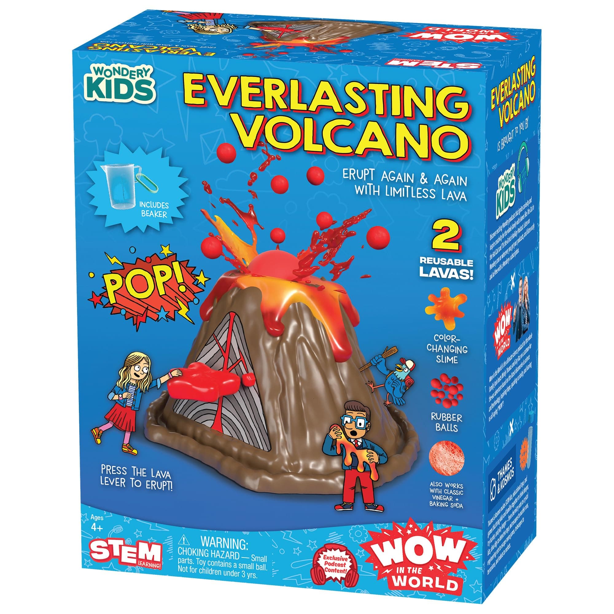 Wow in The World Everlasting Volcano | Erupt Your Volcano Again & Again, Slime Lava, Rubber Lava Rocks, Companion Audio Content, Bonus Reusable Science Tool, STEM Toy for Kids 4+ by Thames & Kosmos