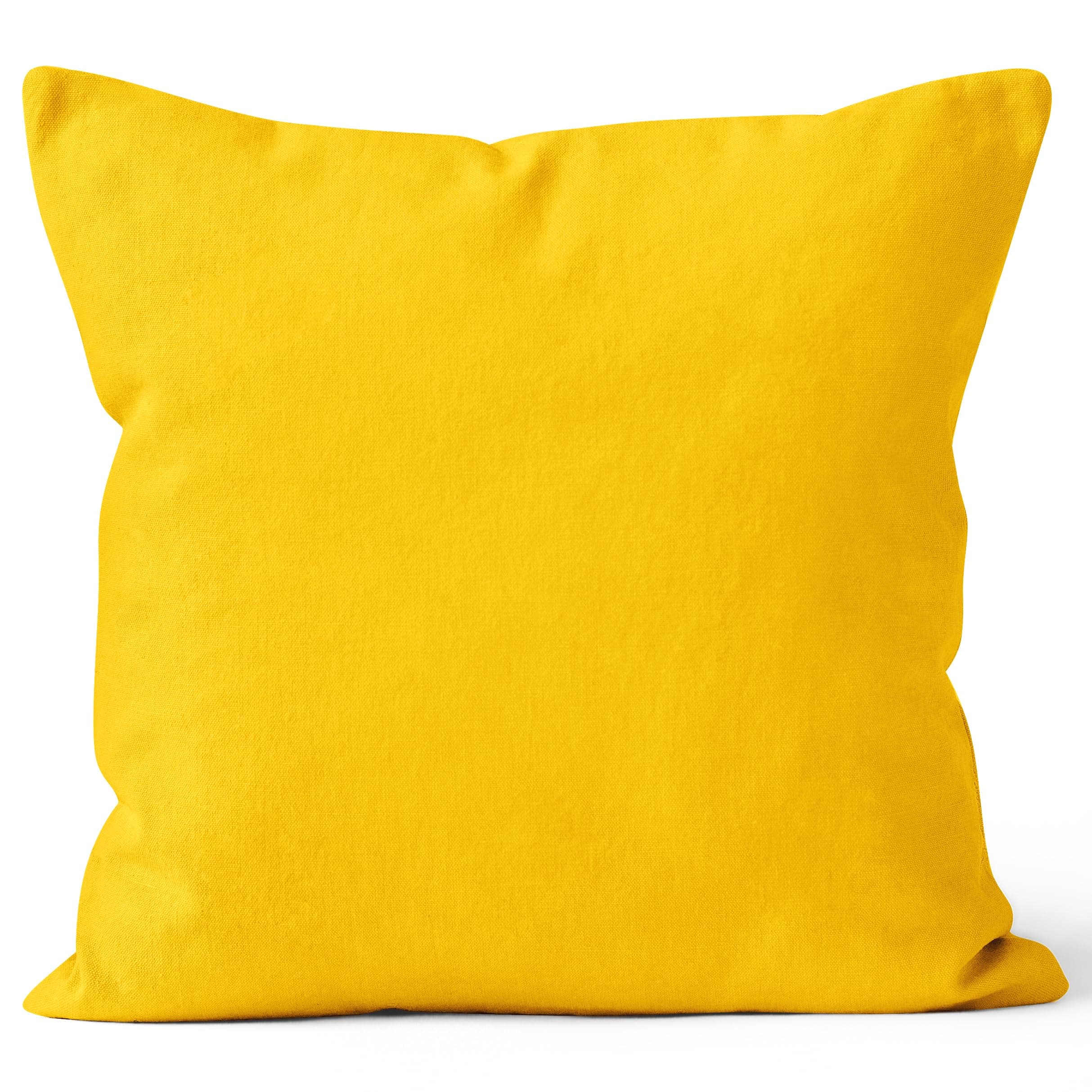 Encasa XO Throw Pillow Covers 16x16 in Set of 1 Sunbeam Yellow | No Inserts | Cotton Pillow Covers for Living Room, Bed, Sofa, Couch | Decorative Cushion Covers with Improved Zipper